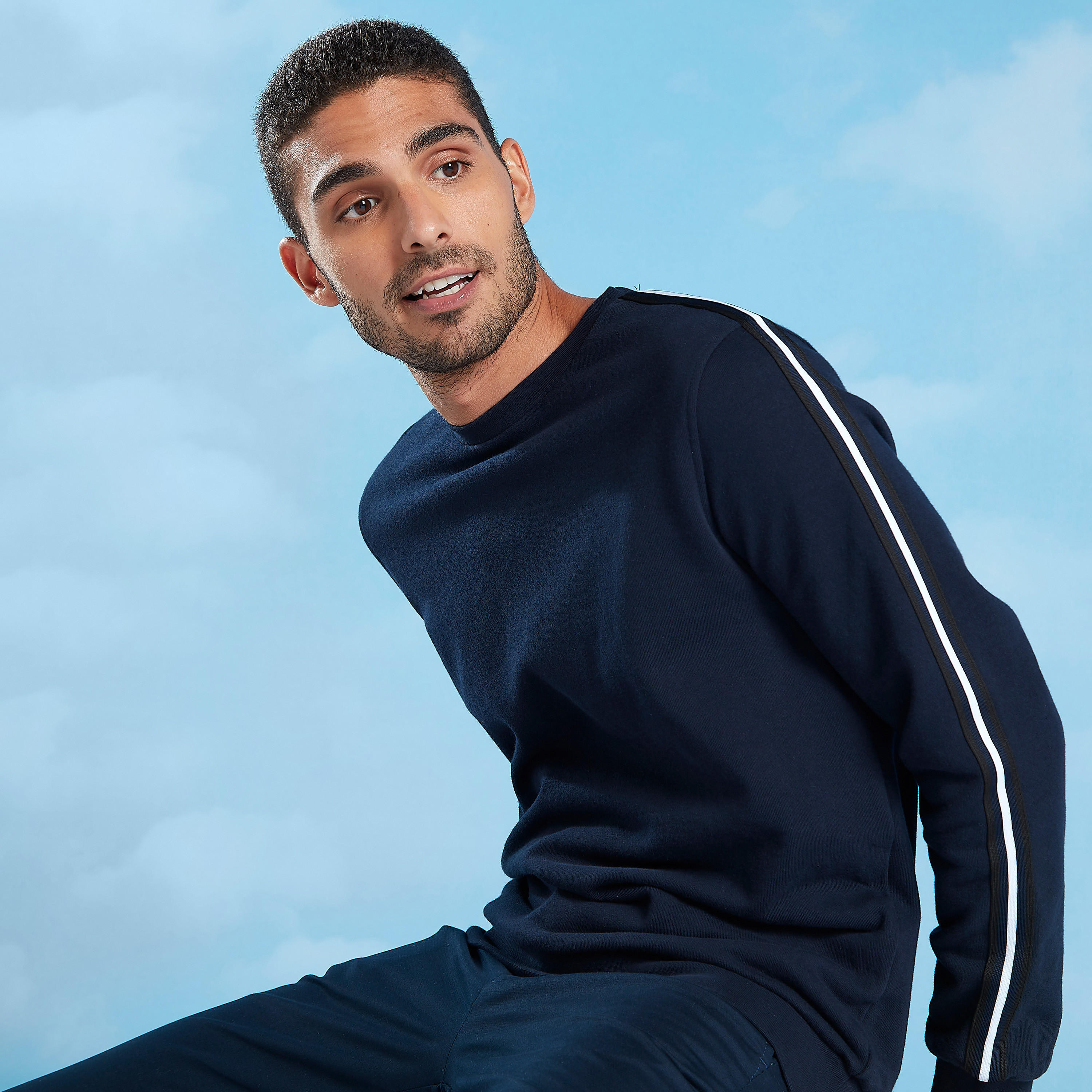 Plain Sweater with Round Neck and Long Sleeves-men-winterwear-hoodiesandsweatshirts-image-1
