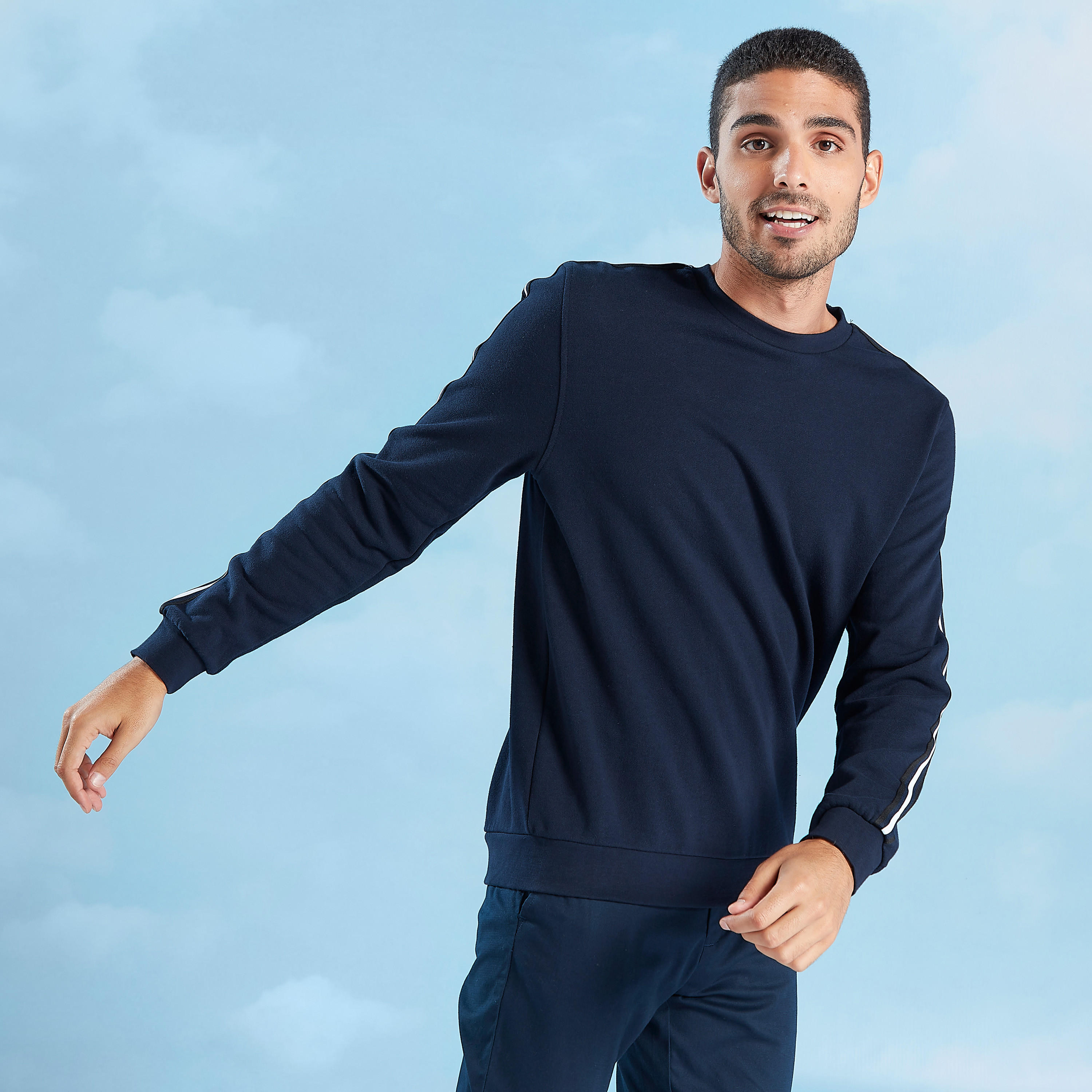 Plain Sweater with Round Neck and Long Sleeves-men-winterwear-hoodiesandsweatshirts-image-2