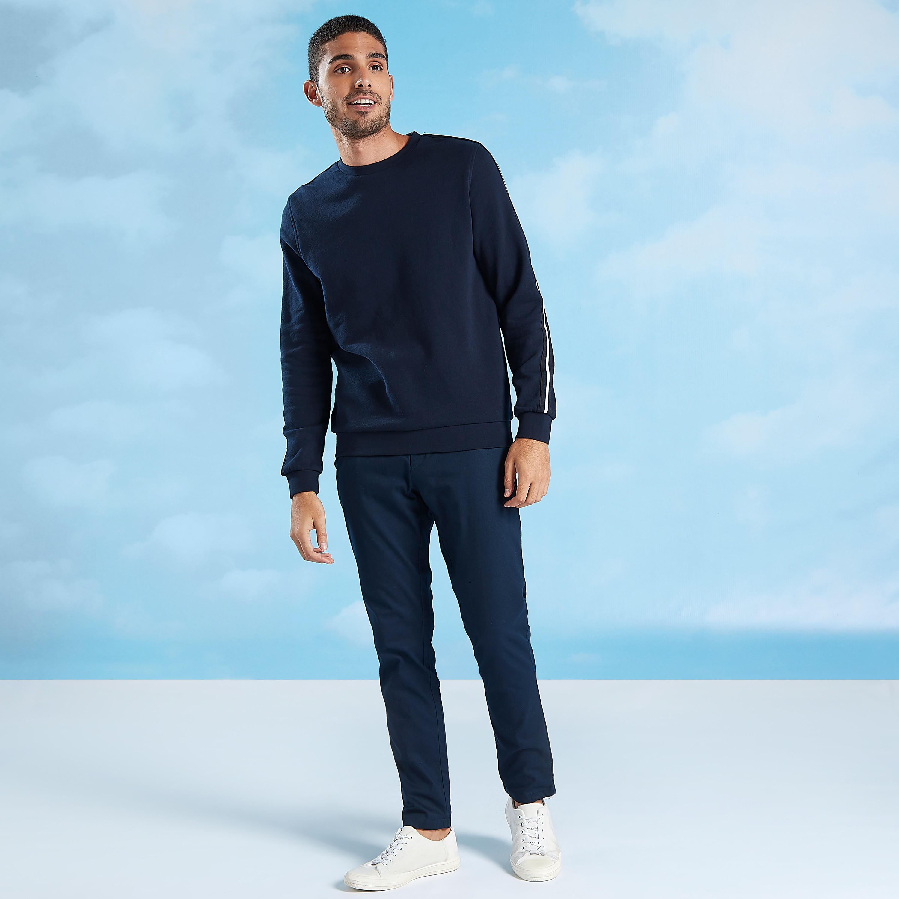 Plain Sweater with Round Neck and Long Sleeves-men-winterwear-hoodiesandsweatshirts-image-3