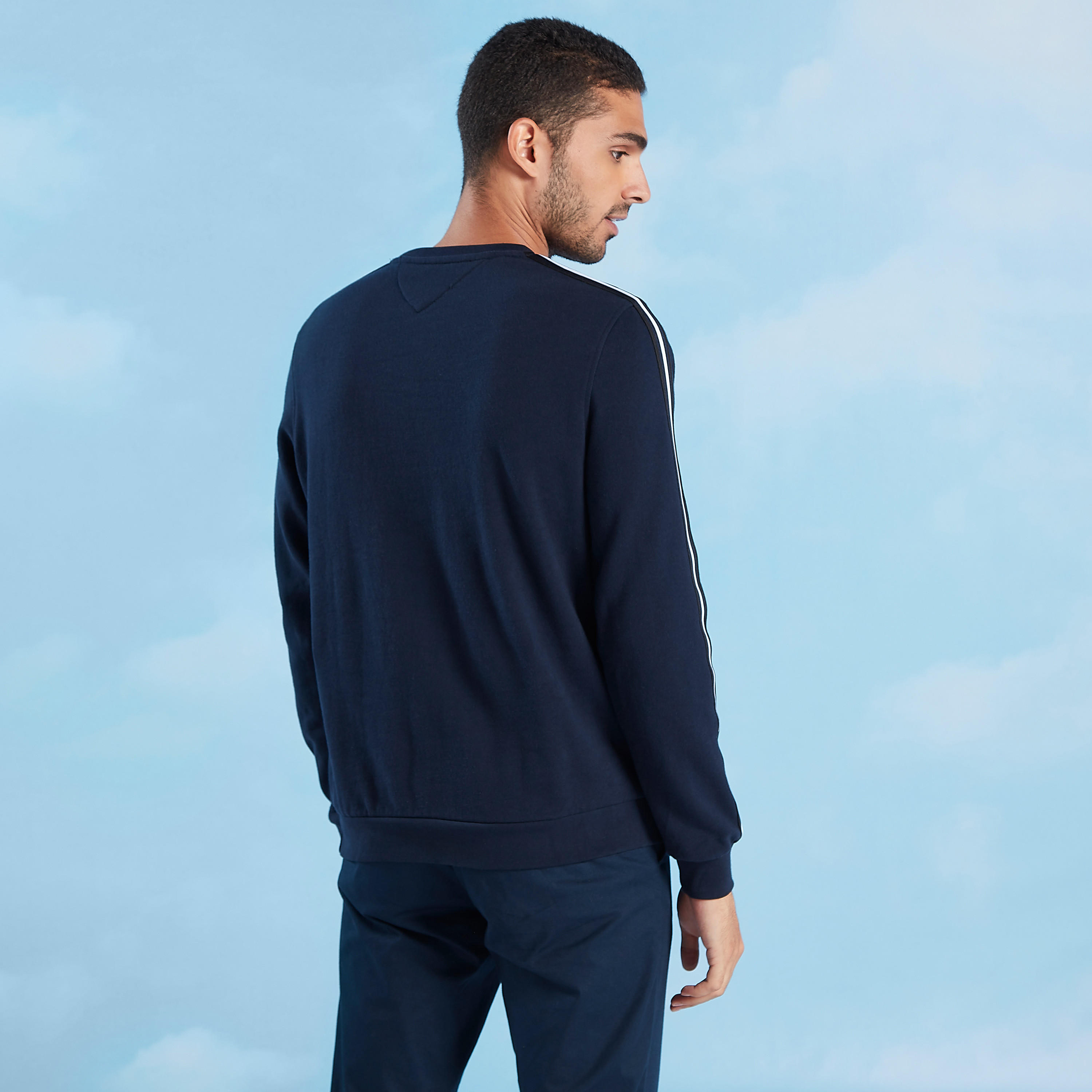Plain Sweater with Round Neck and Long Sleeves-men-winterwear-hoodiesandsweatshirts-image-5