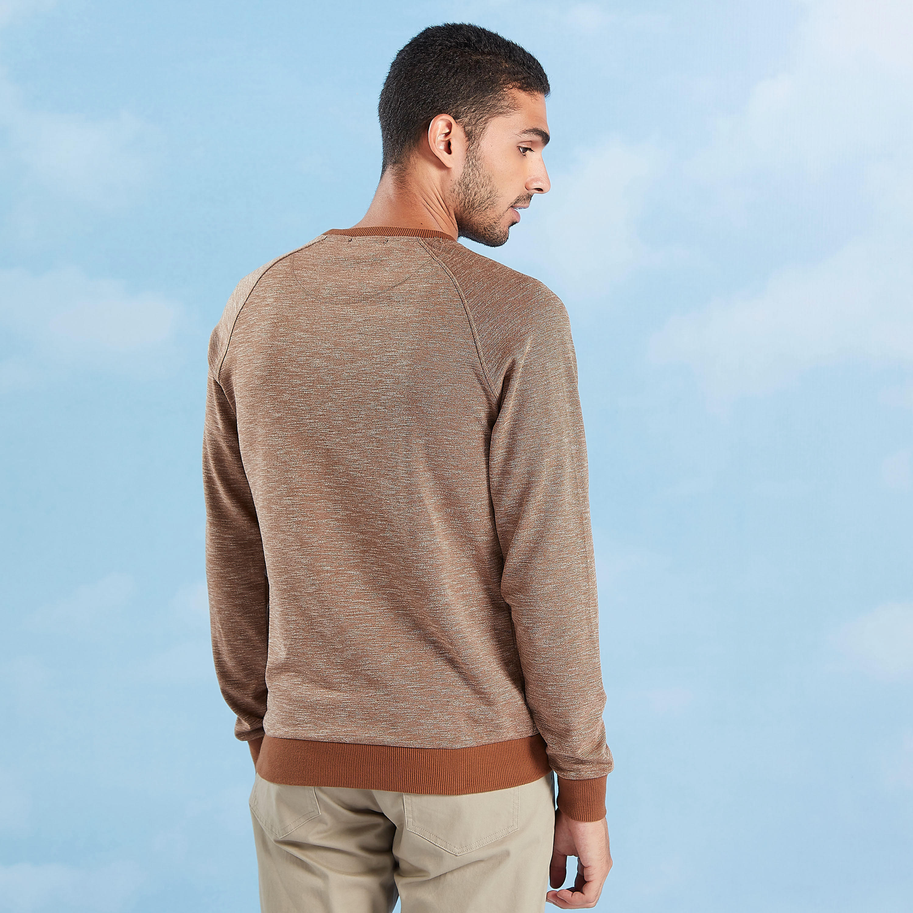 كنزة سليم بارزة الملمس بياقة ضيّقة وأكمام مغايرة-men-winterwear-hoodiesandsweatshirts-image-4