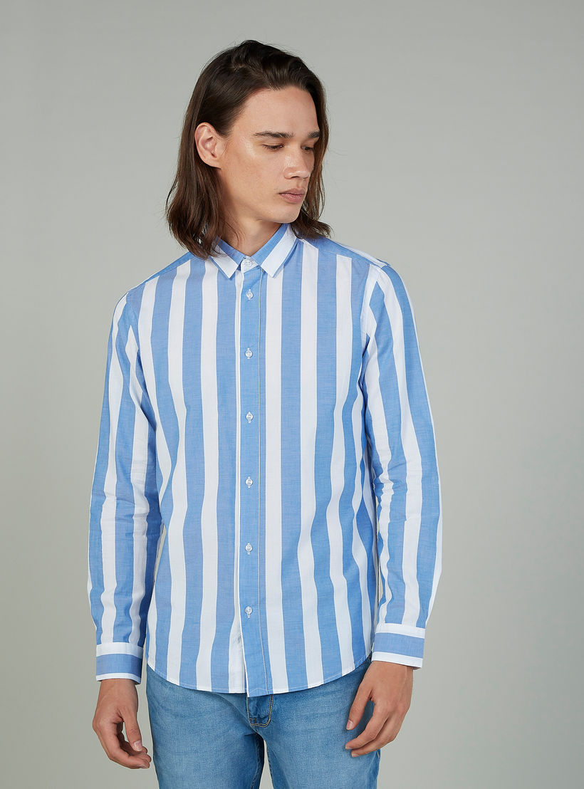 قميص مستدام رسمي بارز الملمس بياقة عاديّة وأكمام طويلة-men-clothing-shirts-image-1