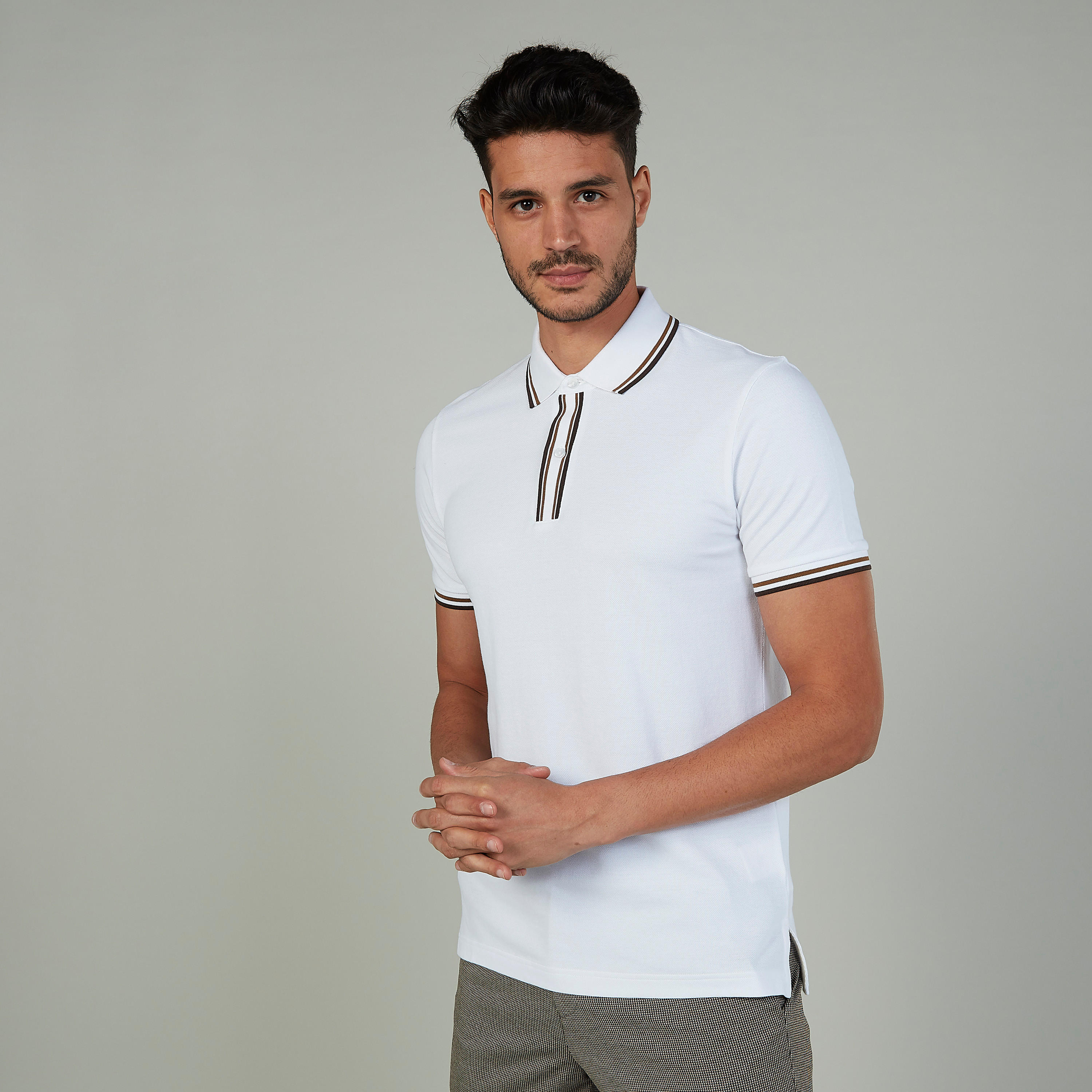 تيشيرت بولو بارز الملمس بأكمام قصيرة-men-clothing-tshirtsandpolos-polos-image-1