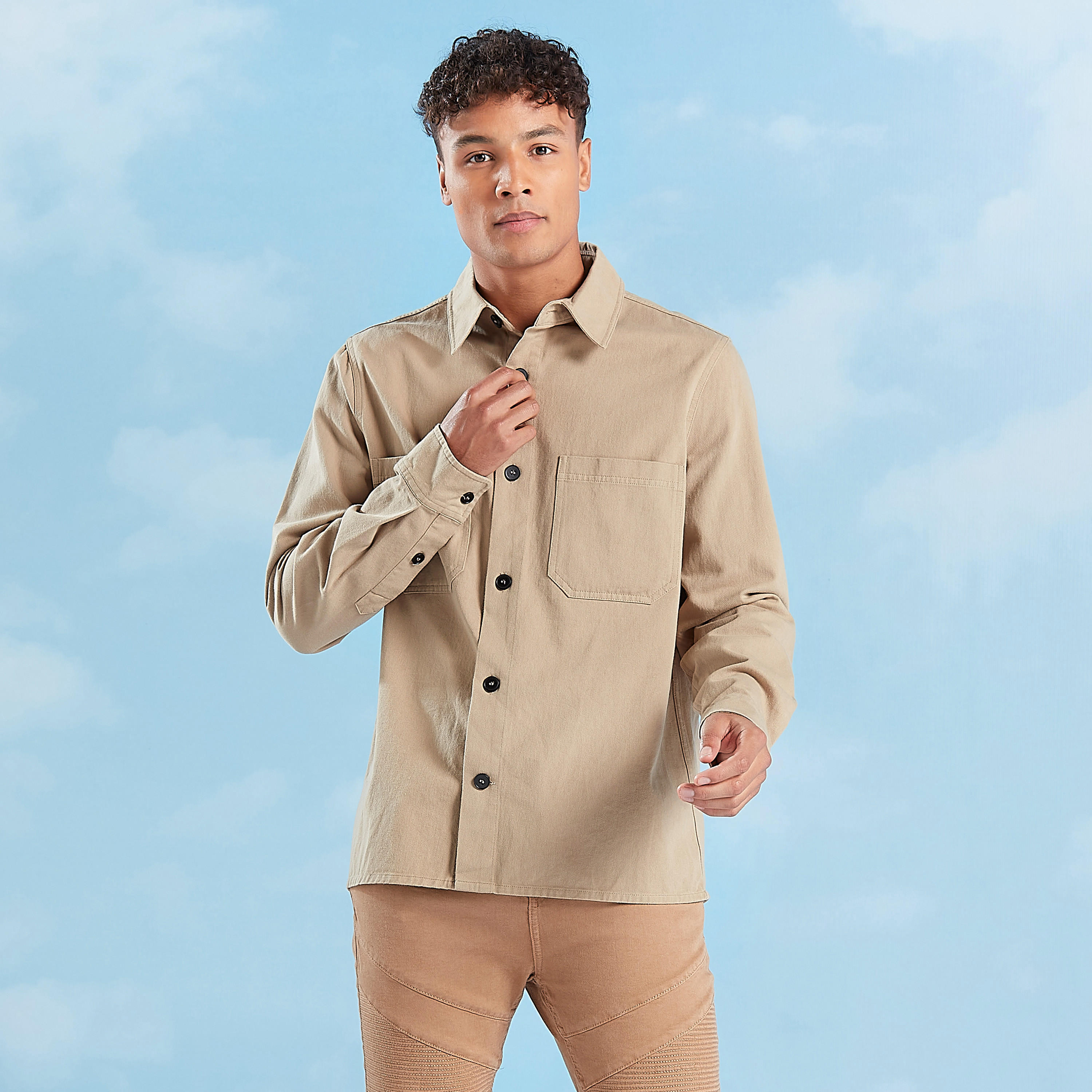 Slim Fit Textured Jacket with Long Sleeves and Chest Pockets-men-clothing-jacketsandblazers-jackets-image-1