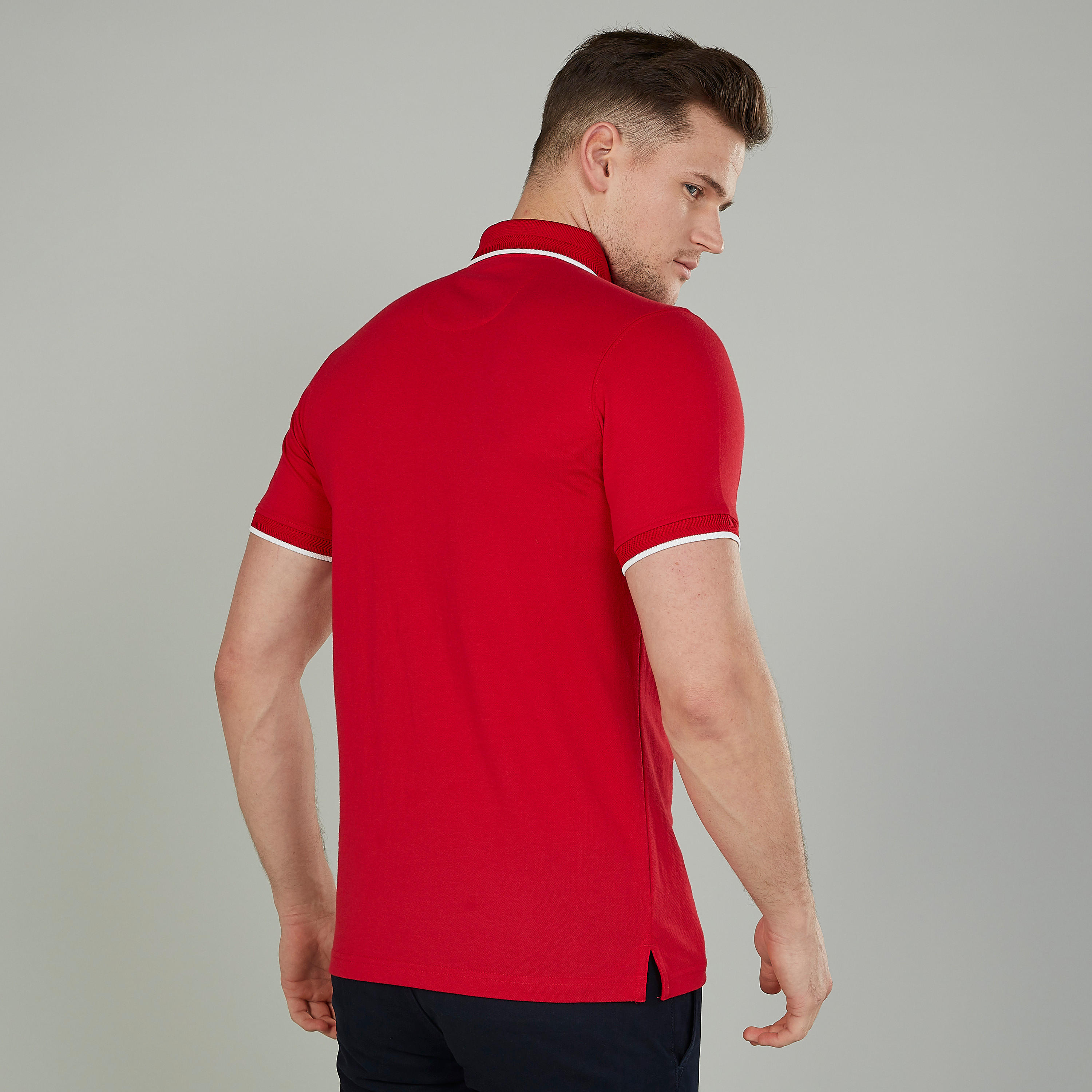 تيشيرت سليم بولو سادة بأكمام قصيرة-men-clothing-tshirtsandpolos-polos-image-4