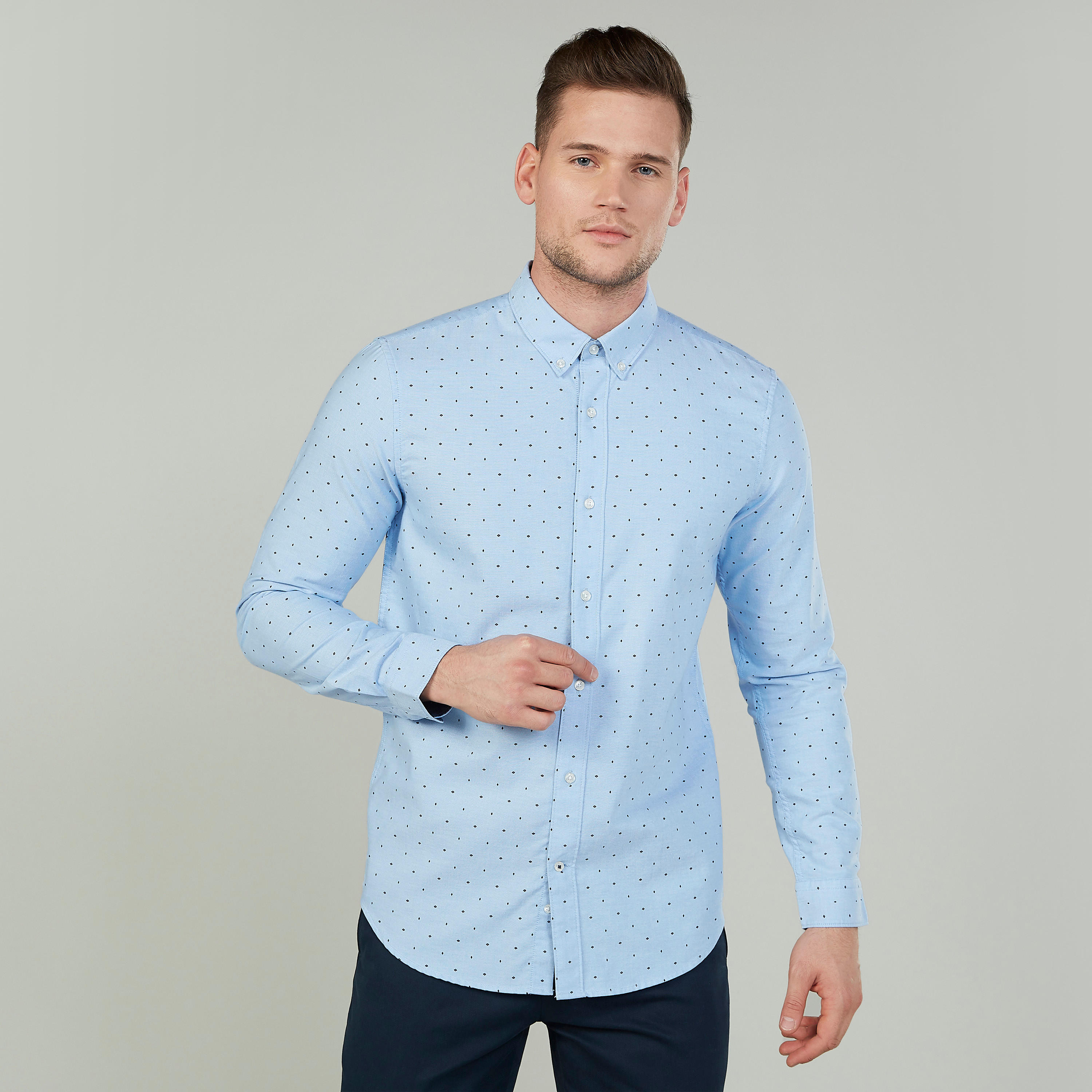 All Over Print Shirt with Button Down Collar and Long Sleeves-men-clothing-shirts-image-1