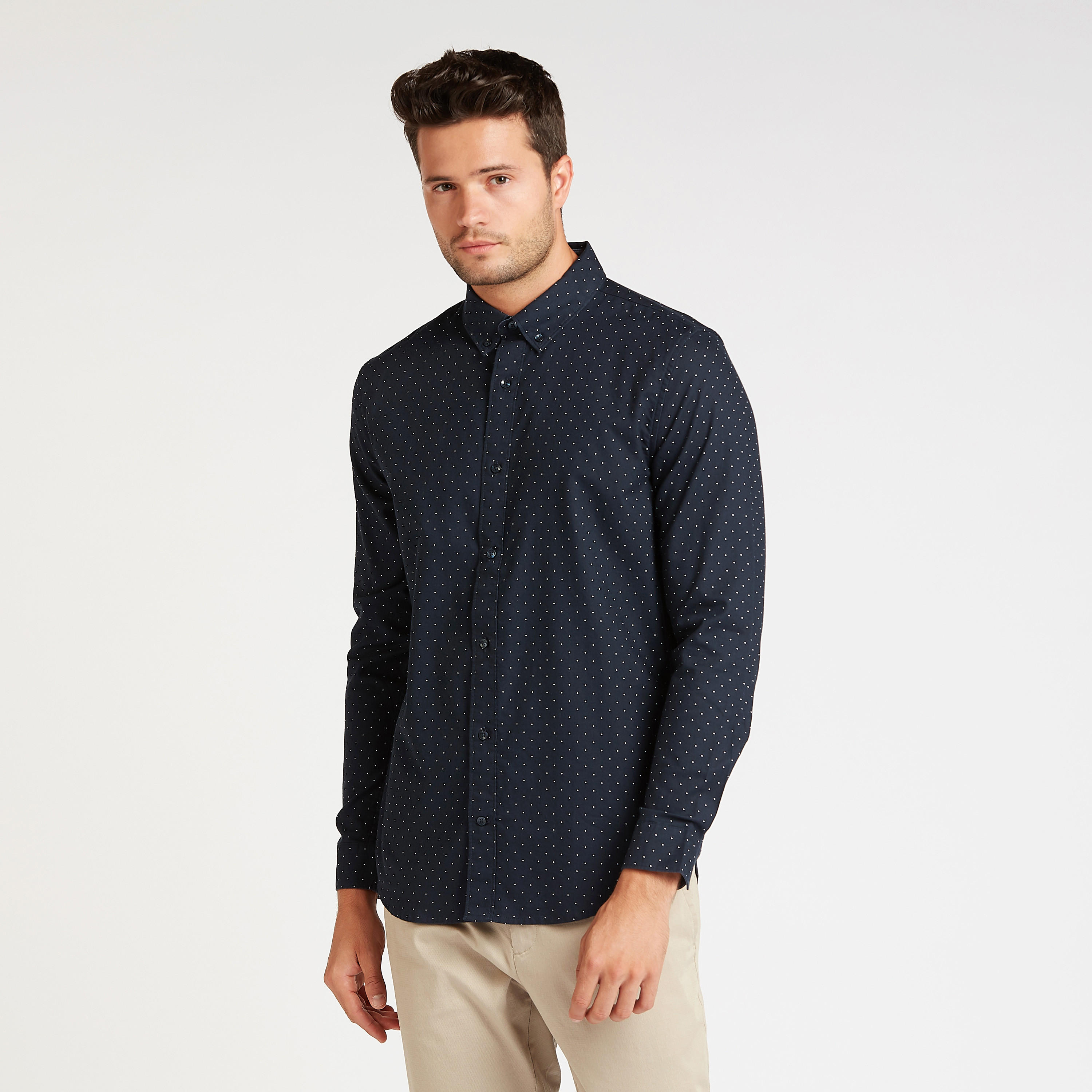 All Over Print Shirt with Button Down Collar and Long Sleeves-men-clothing-shirts-image-1