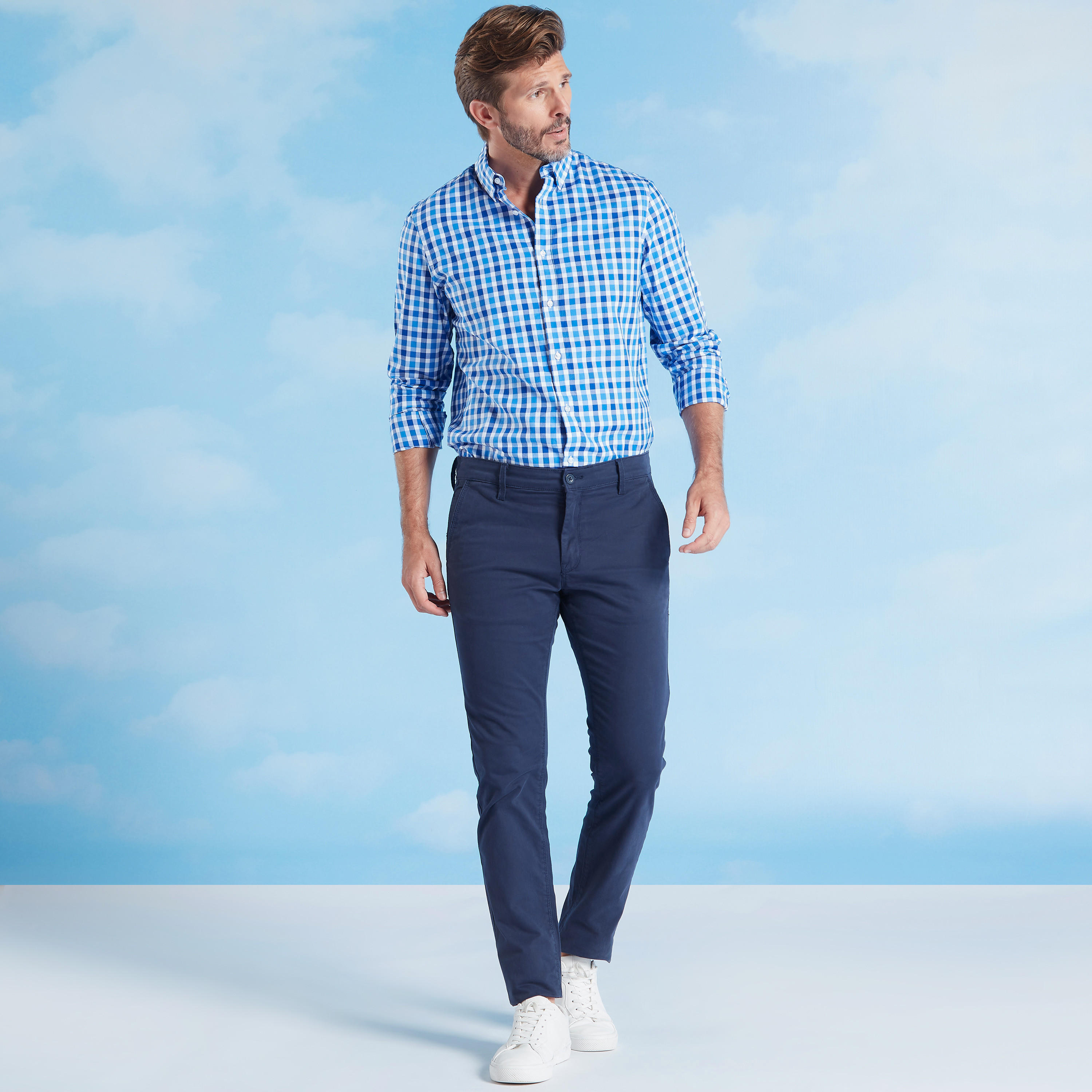 قميص كاروهات بقصّة سليم وياقة عادية وأكمام طويلة-men-clothing-shirts-image-6