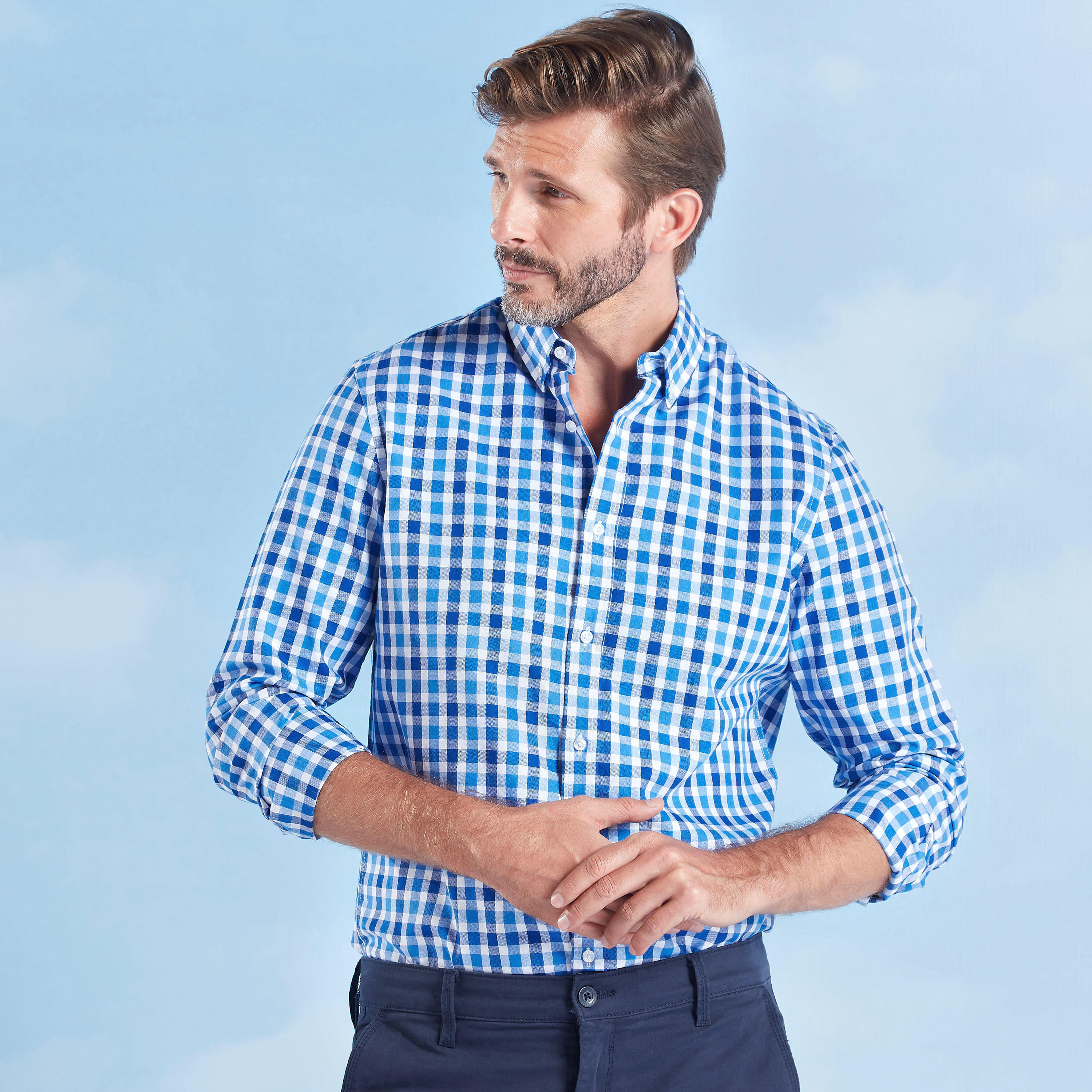 قميص كاروهات بقصّة سليم وياقة عادية وأكمام طويلة-men-clothing-shirts-image-7