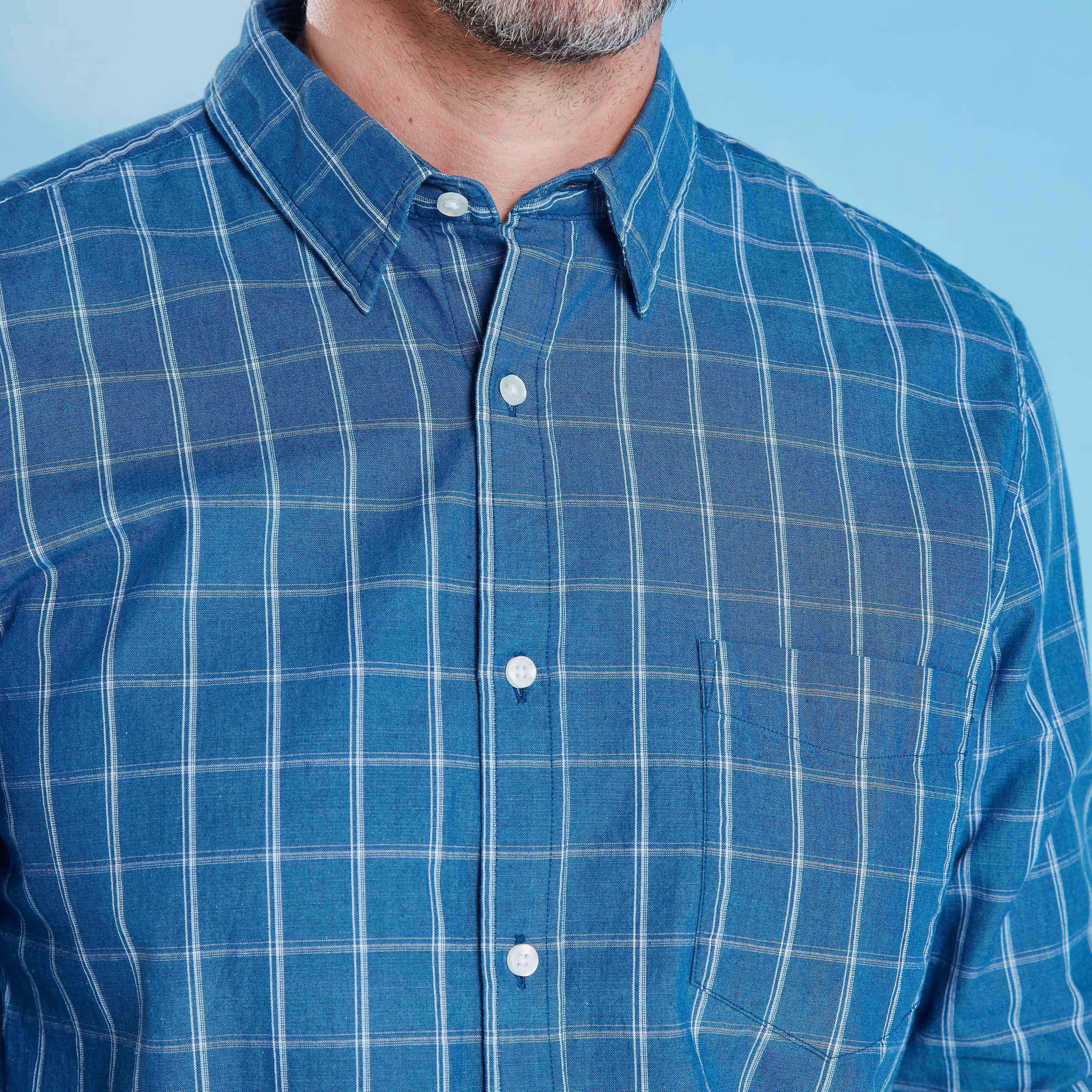 قميص كاروهات بأكمام طويلة وجيب على الصدر-men-clothing-shirts-image-3