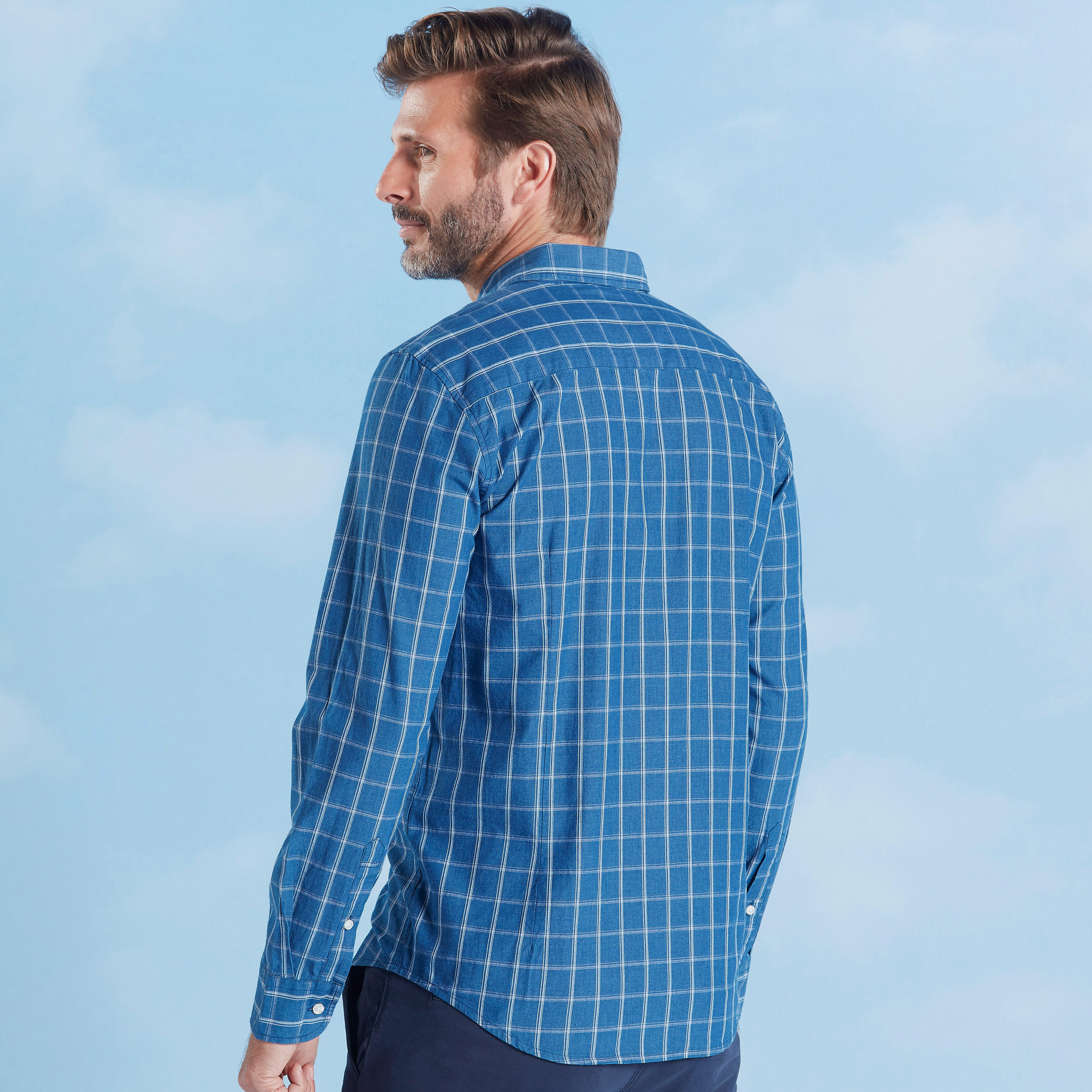 قميص كاروهات بأكمام طويلة وجيب على الصدر-men-clothing-shirts-image-4