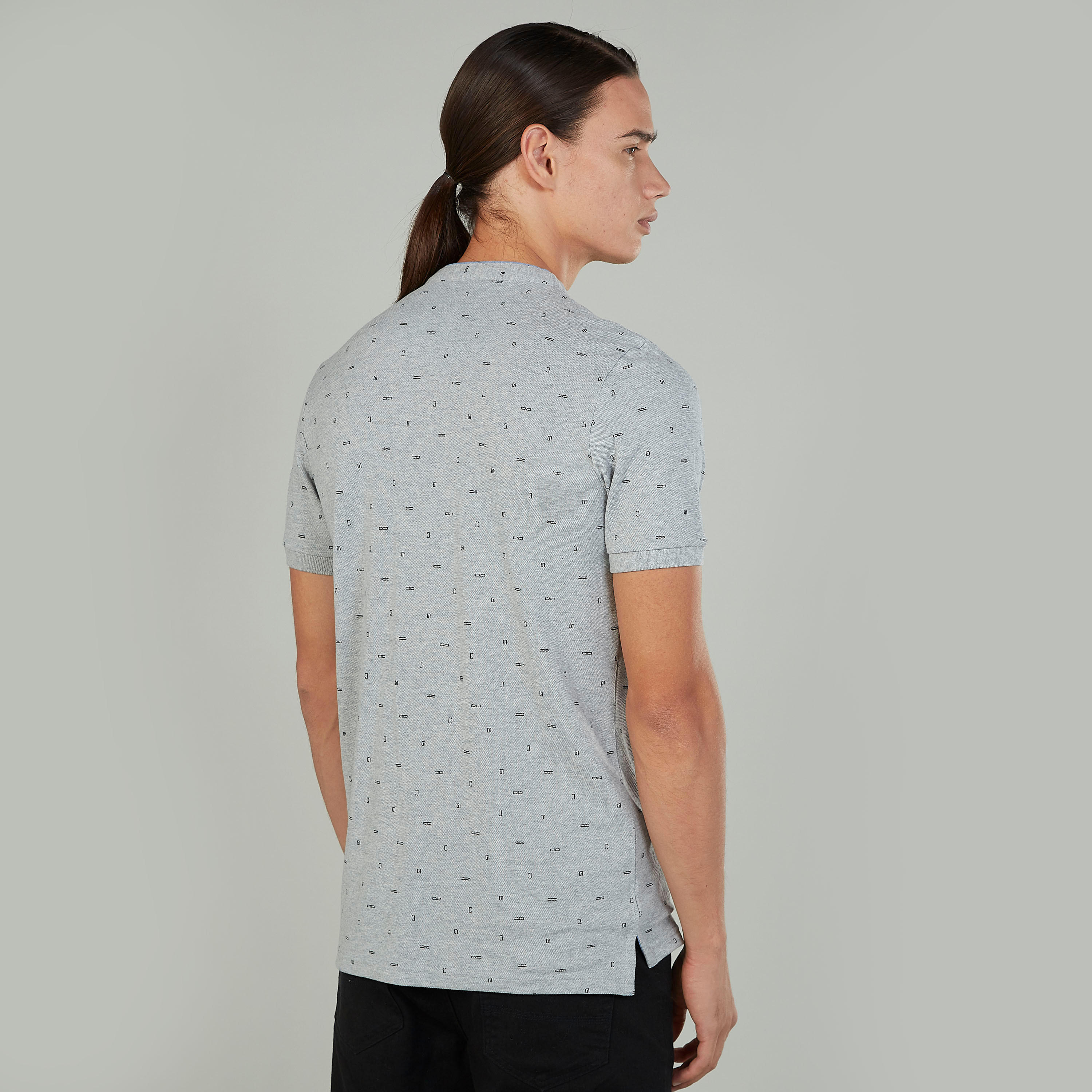 Slim Fit Printed T-shirt with Henley Neck and Short Sleeves-men-clothing-tshirtsandpolos-polos-image-4