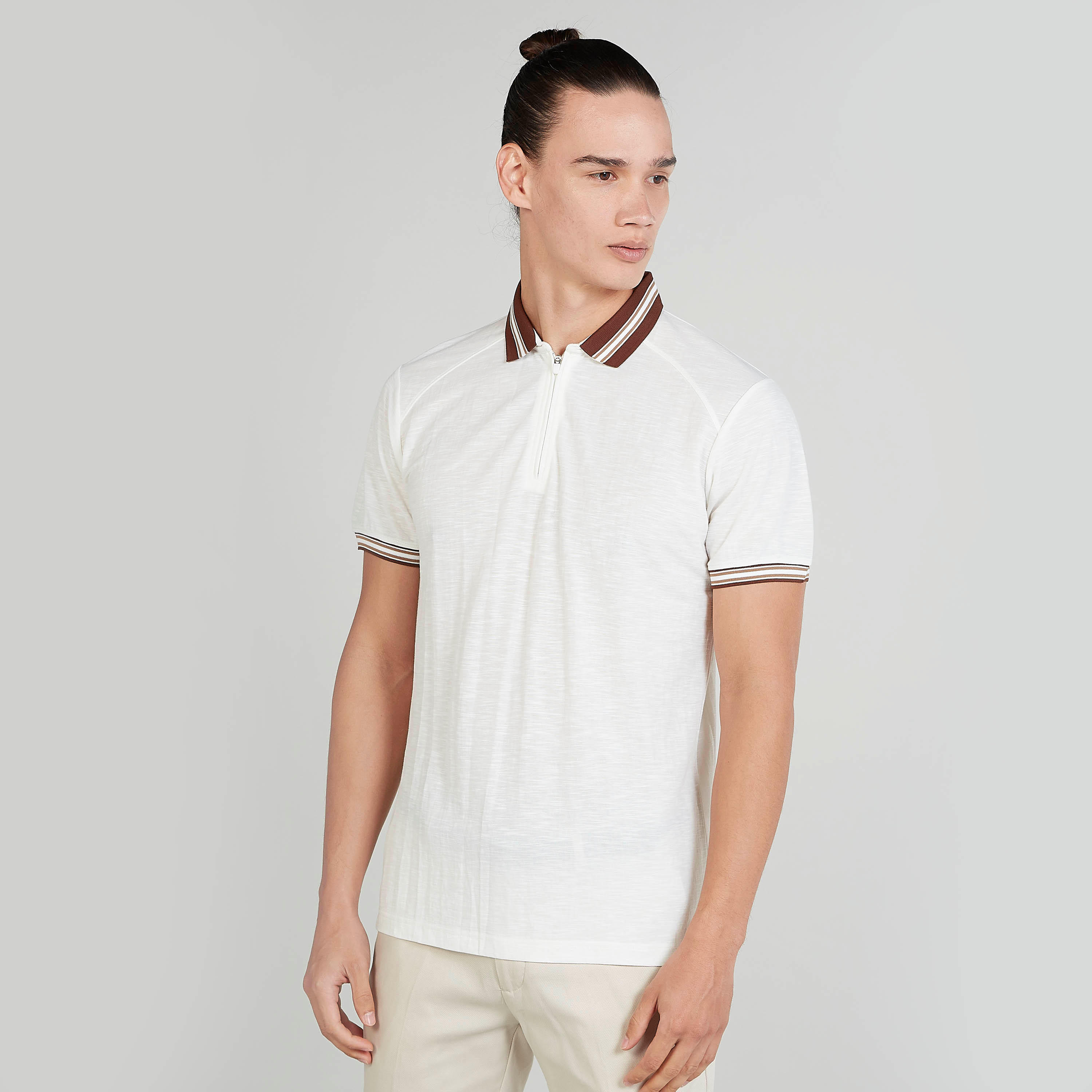 Textured Polo T-shirt with Short Sleeves-men-clothing-tshirtsandpolos-polos-image-1