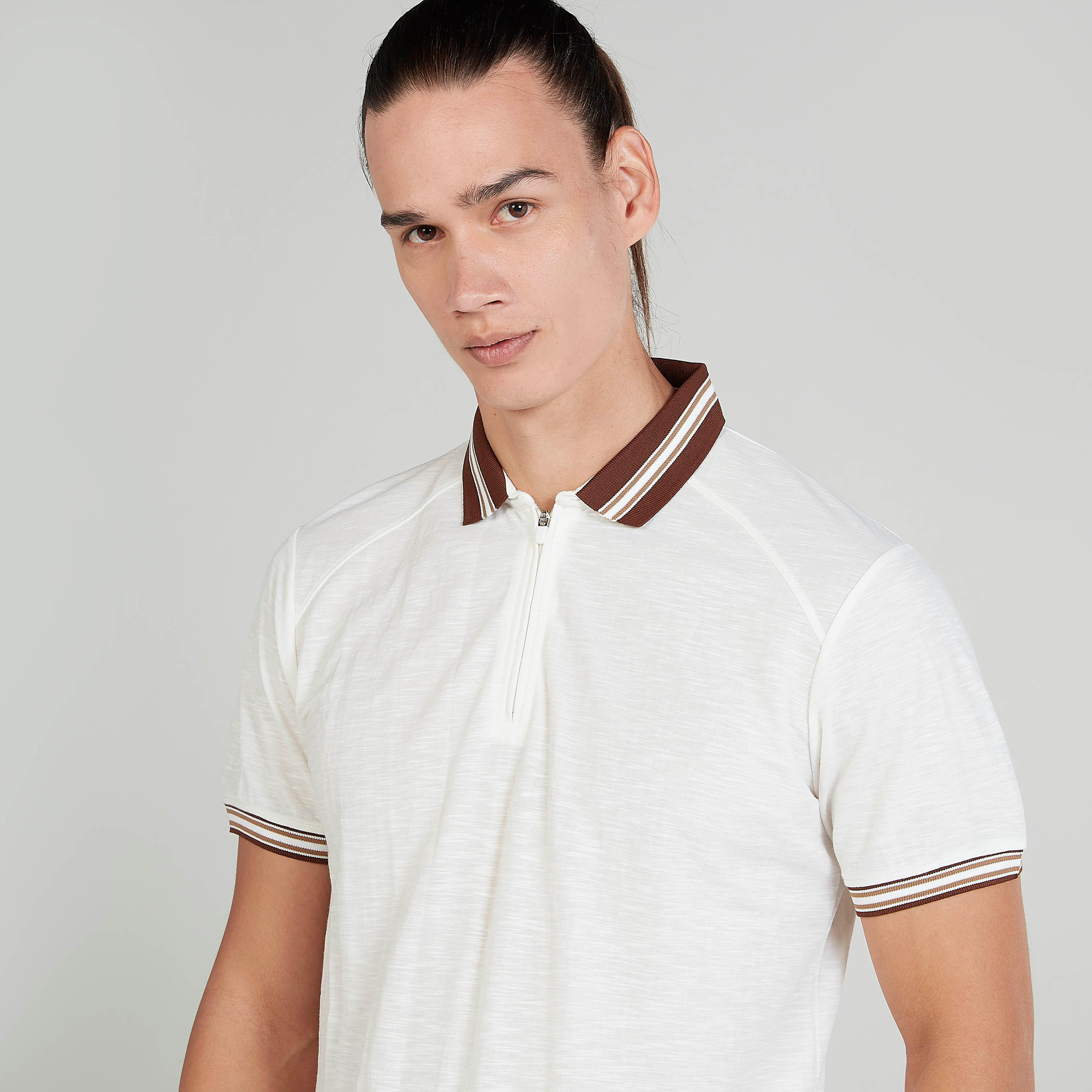 Textured Polo T-shirt with Short Sleeves-men-clothing-tshirtsandpolos-polos-image-3