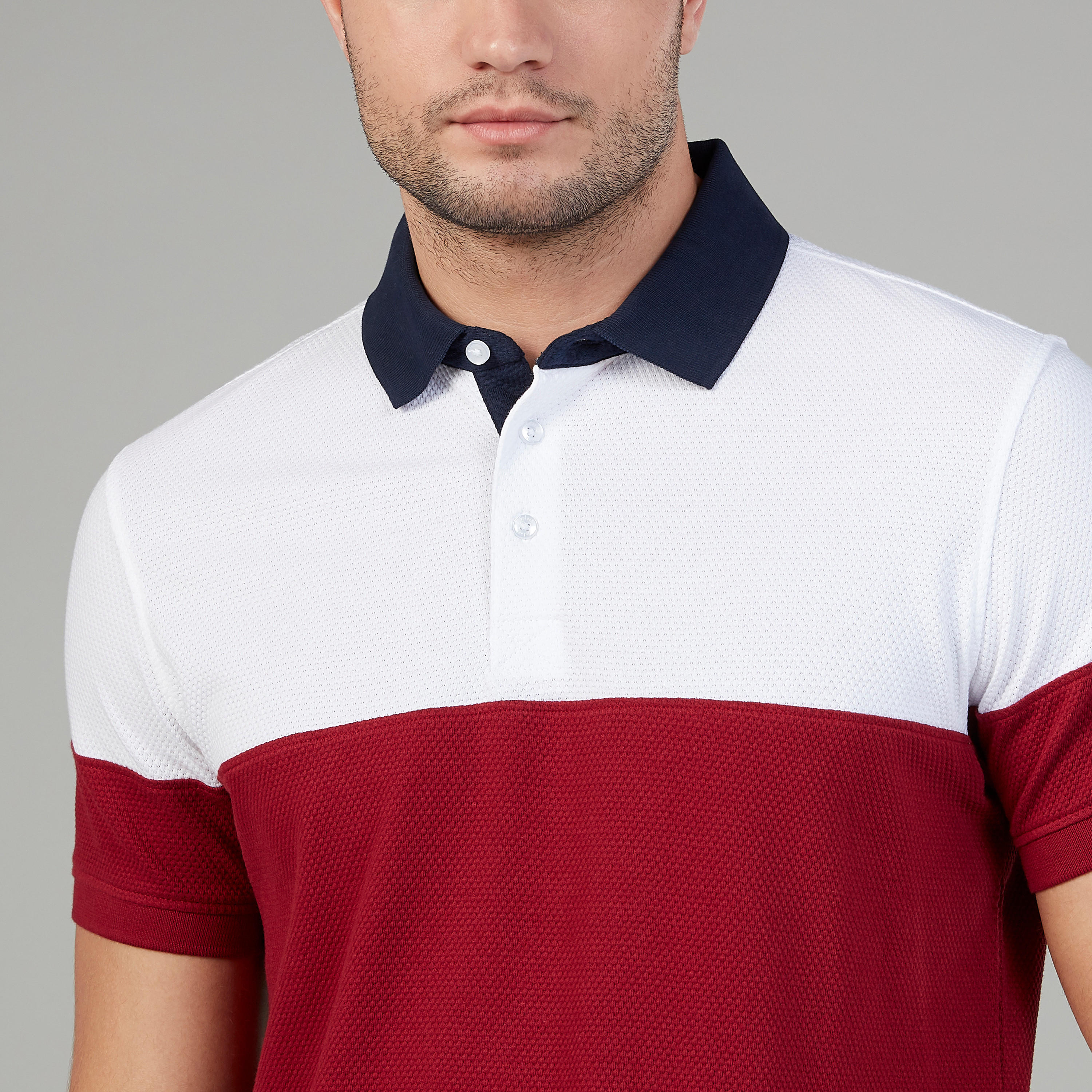 تيشيرت بياقة بولو بارز الملمس بأكمام قصيرة-men-clothing-tshirtsandpolos-polos-image-3