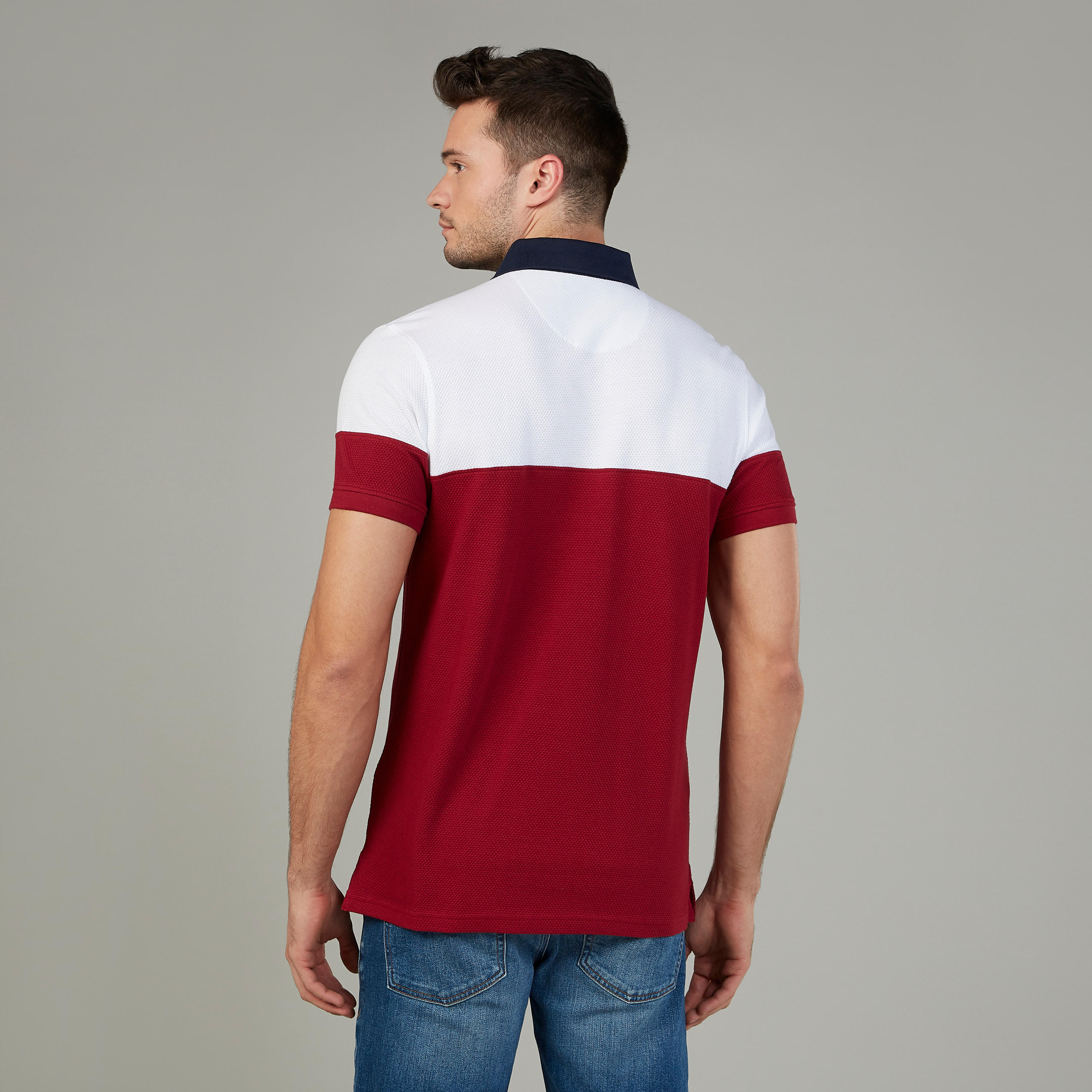 تيشيرت بياقة بولو بارز الملمس بأكمام قصيرة-men-clothing-tshirtsandpolos-polos-image-4