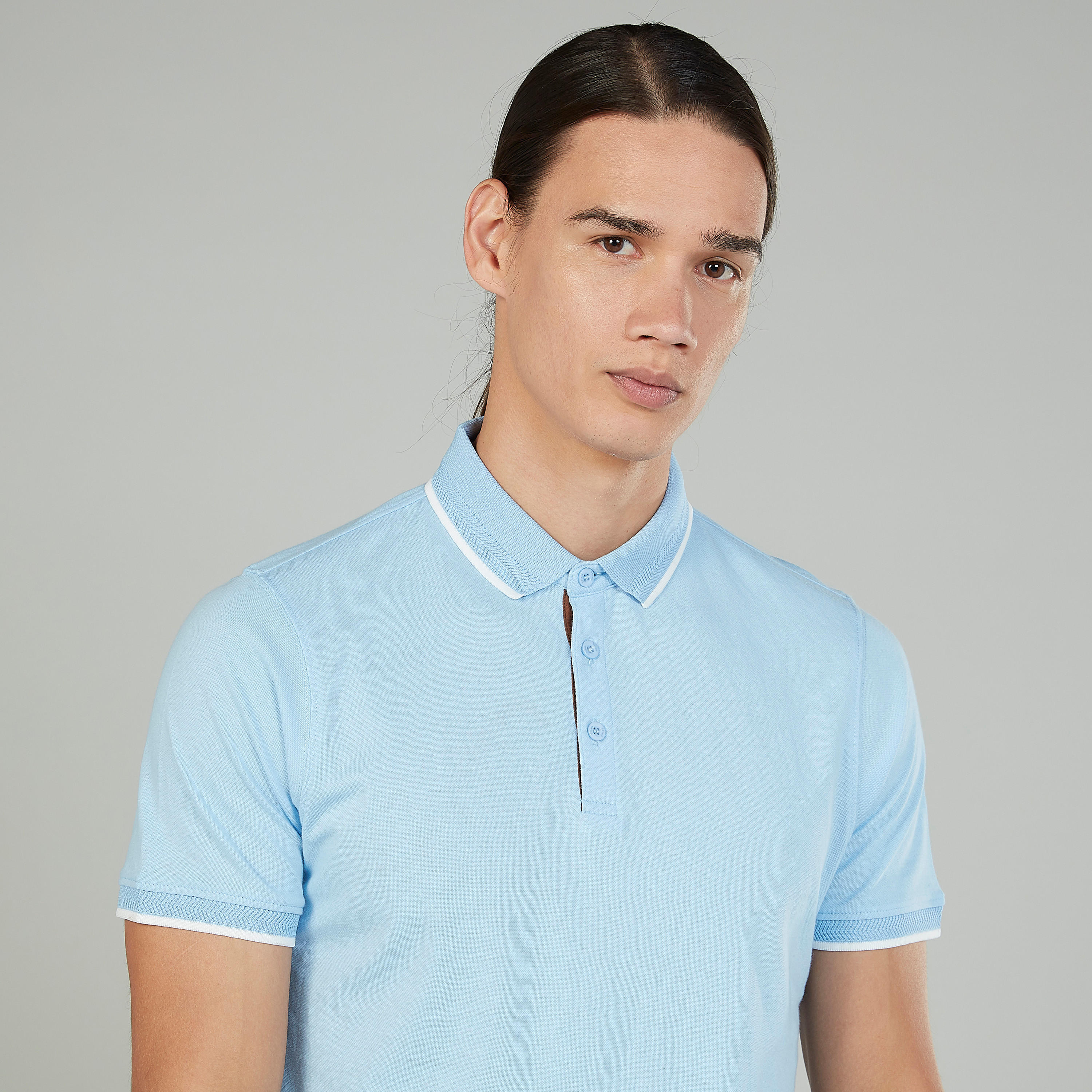 تيشيرت بولو سليم بارز الملمس سليم بأكمام قصيرة-men-clothing-tshirtsandpolos-polos-image-3