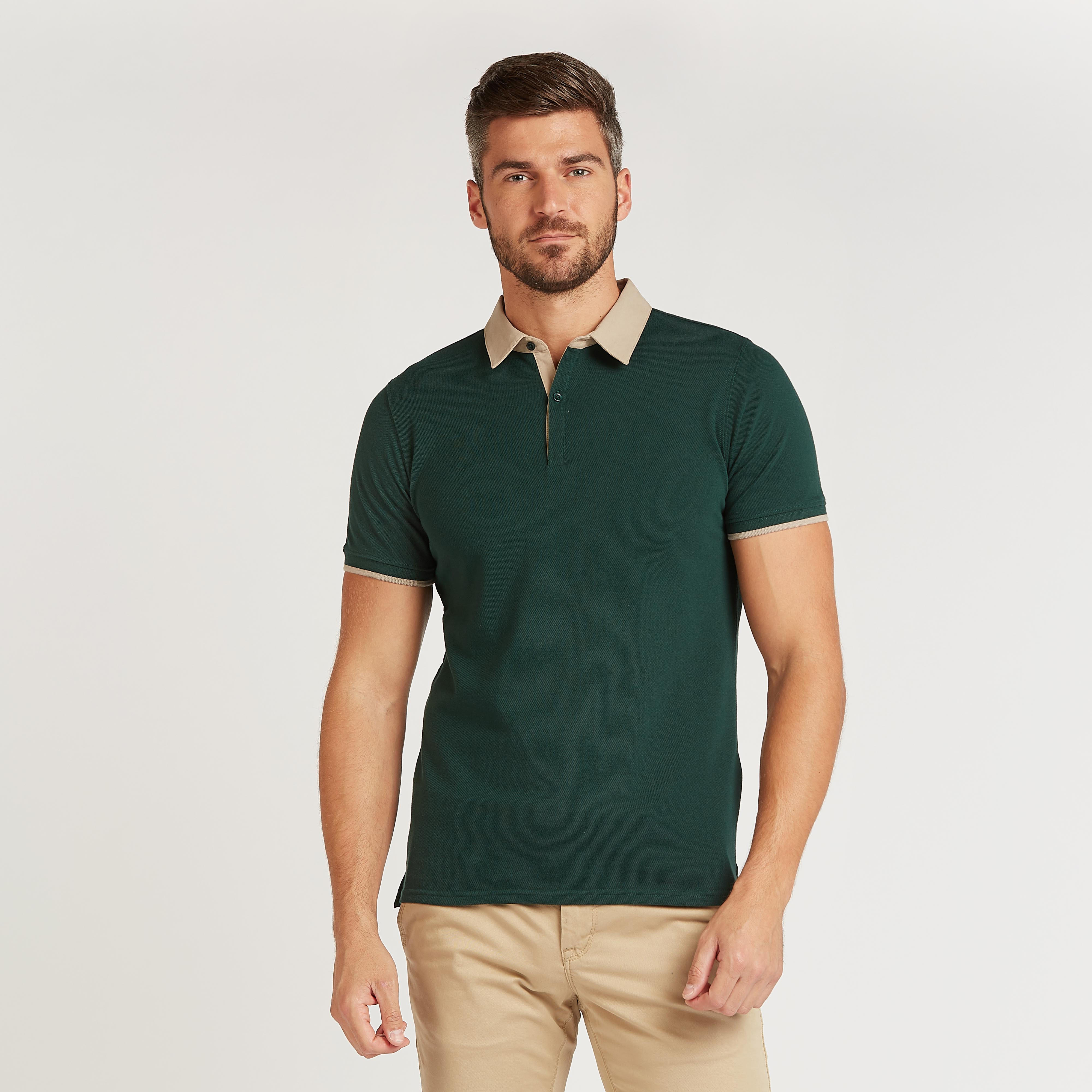 قميص بولو سادة بقصة سليم بياقة عاديّة وأكمام قصيرة-men-clothing-tshirtsandpolos-polos-image-5