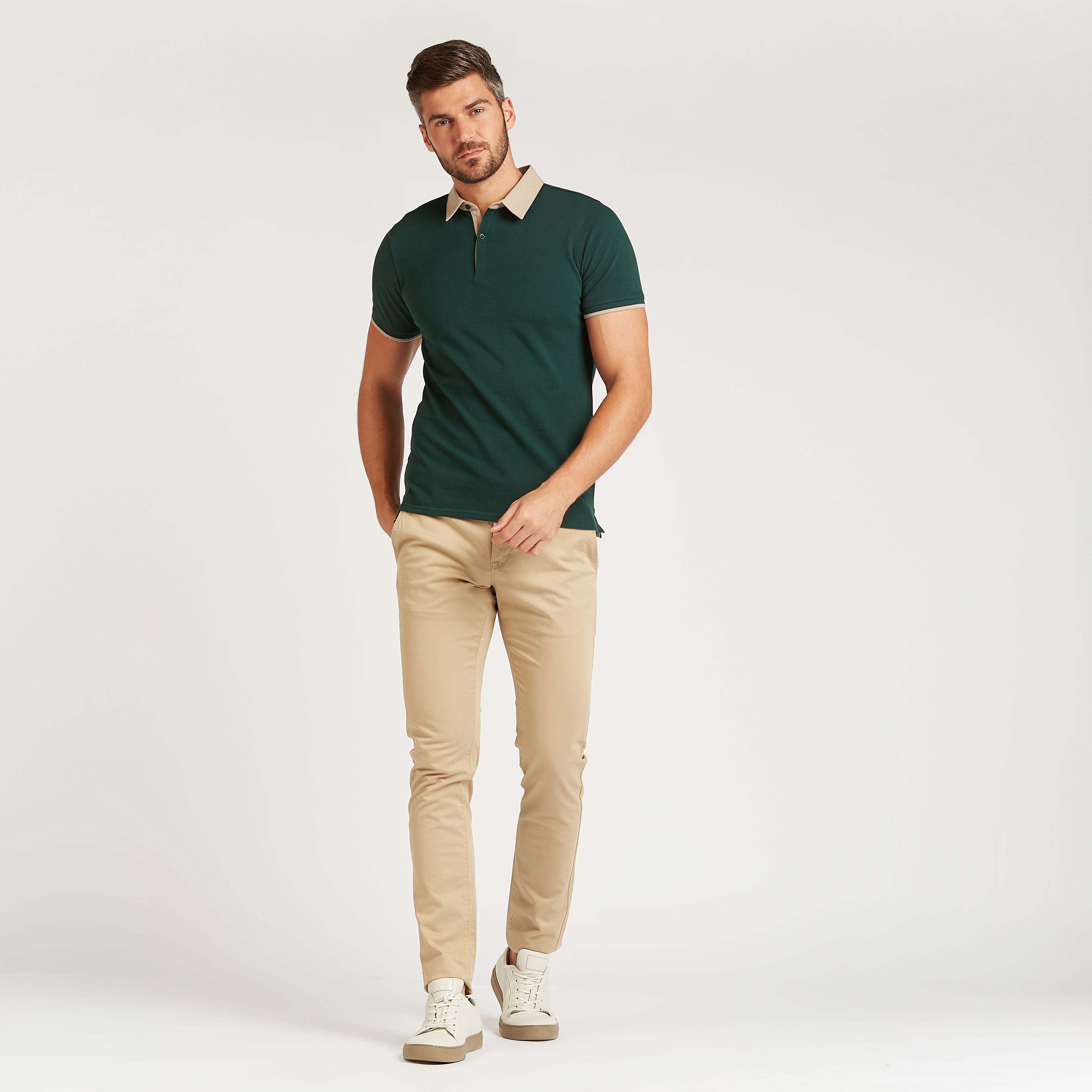 قميص بولو سادة بقصة سليم بياقة عاديّة وأكمام قصيرة-men-clothing-tshirtsandpolos-polos-image-4