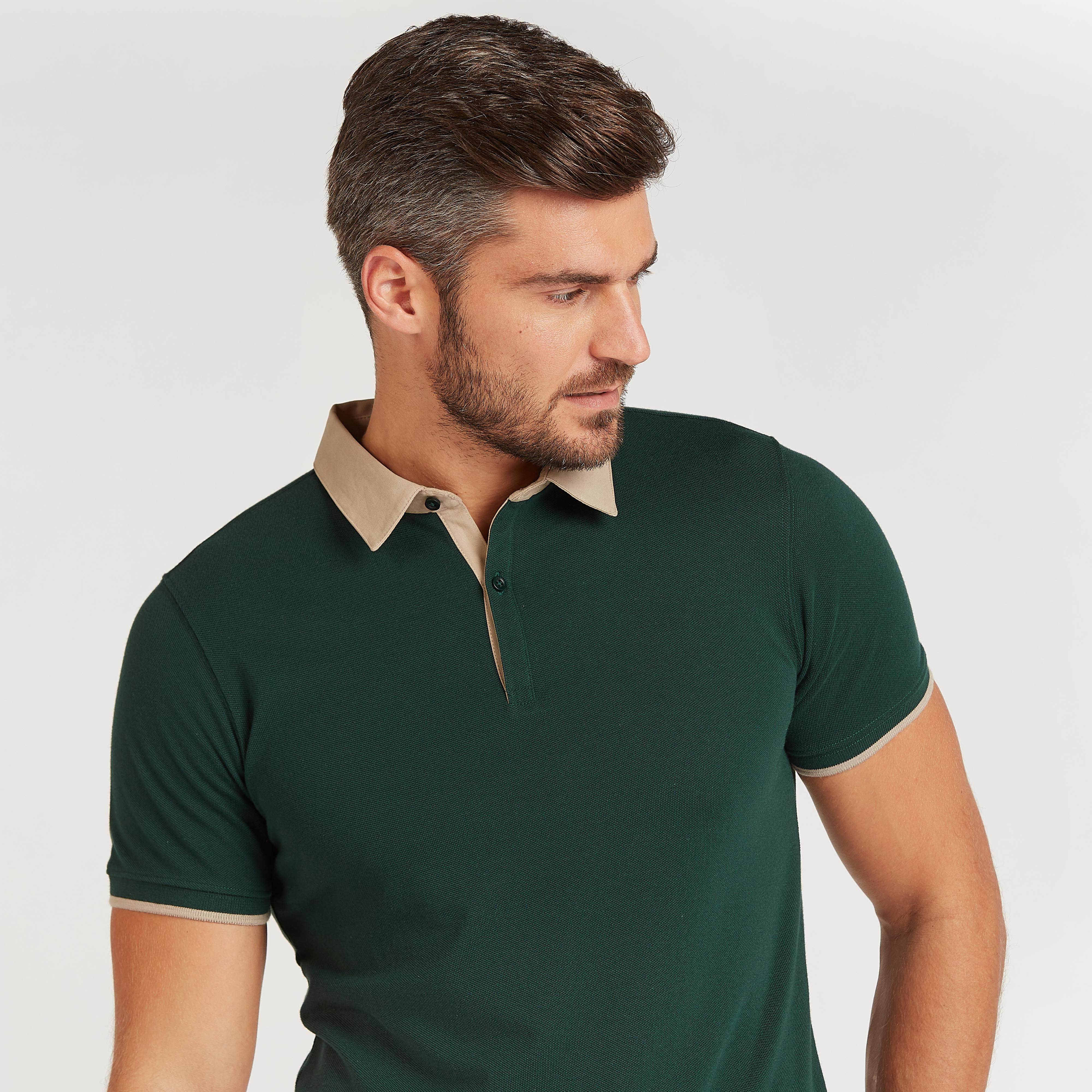 قميص بولو سادة بقصة سليم بياقة عاديّة وأكمام قصيرة-men-clothing-tshirtsandpolos-polos-image-3