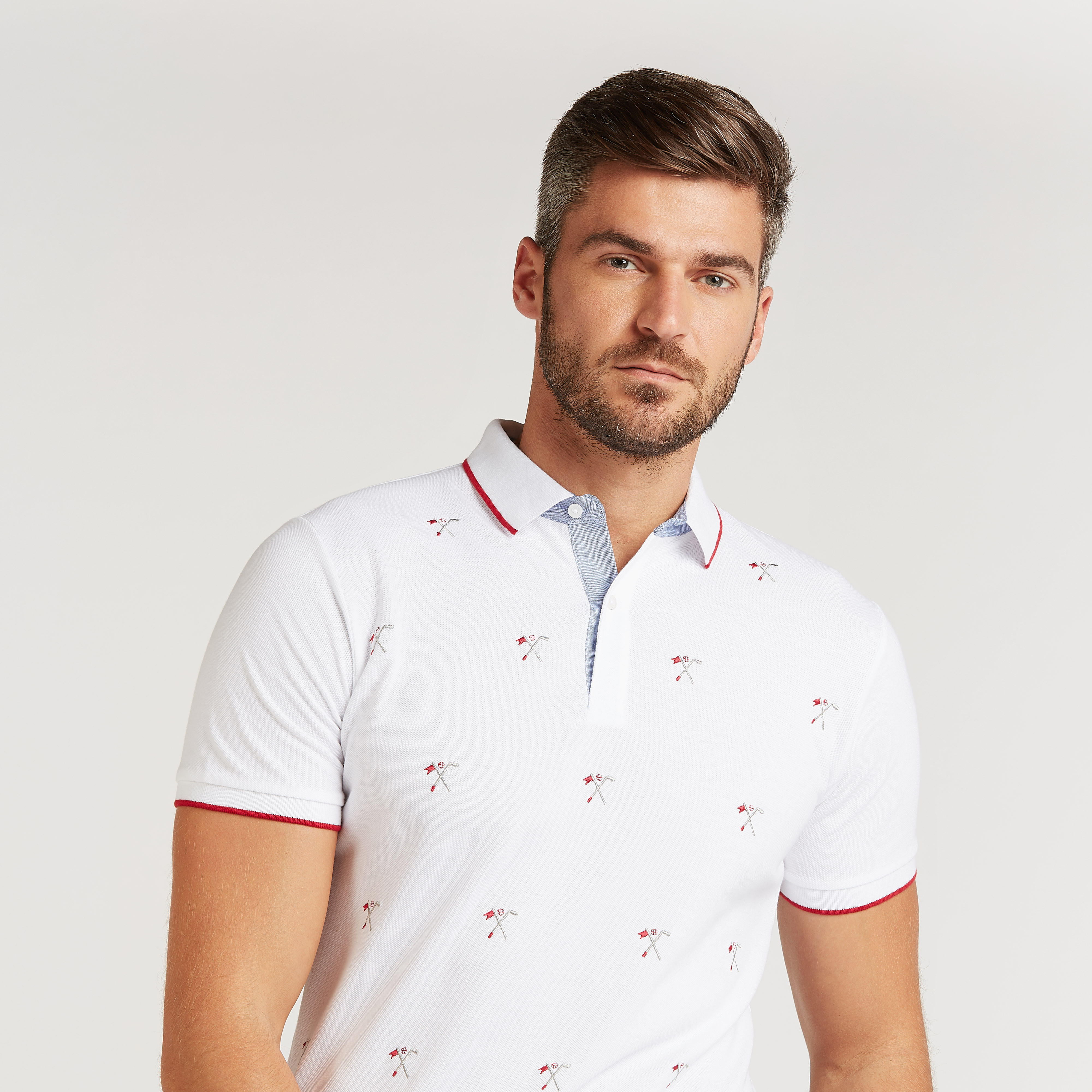 تيشيرت بولو بقصة سليم مطرز بأكمام قصيرة-men-clothing-tshirtsandpolos-polos-image-3