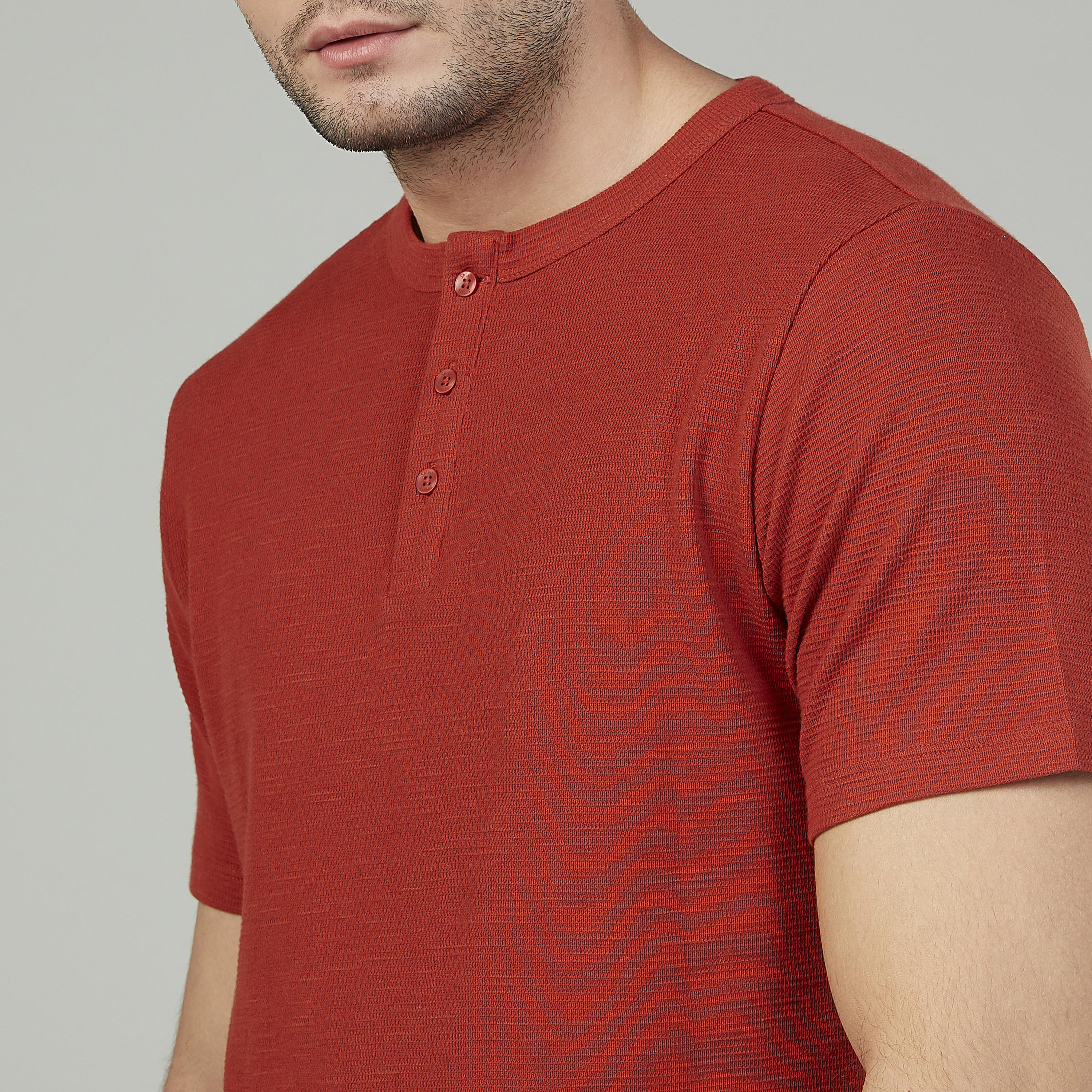 Slim Fit Textured T-shirt with Henley Neck and Short Sleeves-men-clothing-tshirtsandpolos-tshirts-image-8