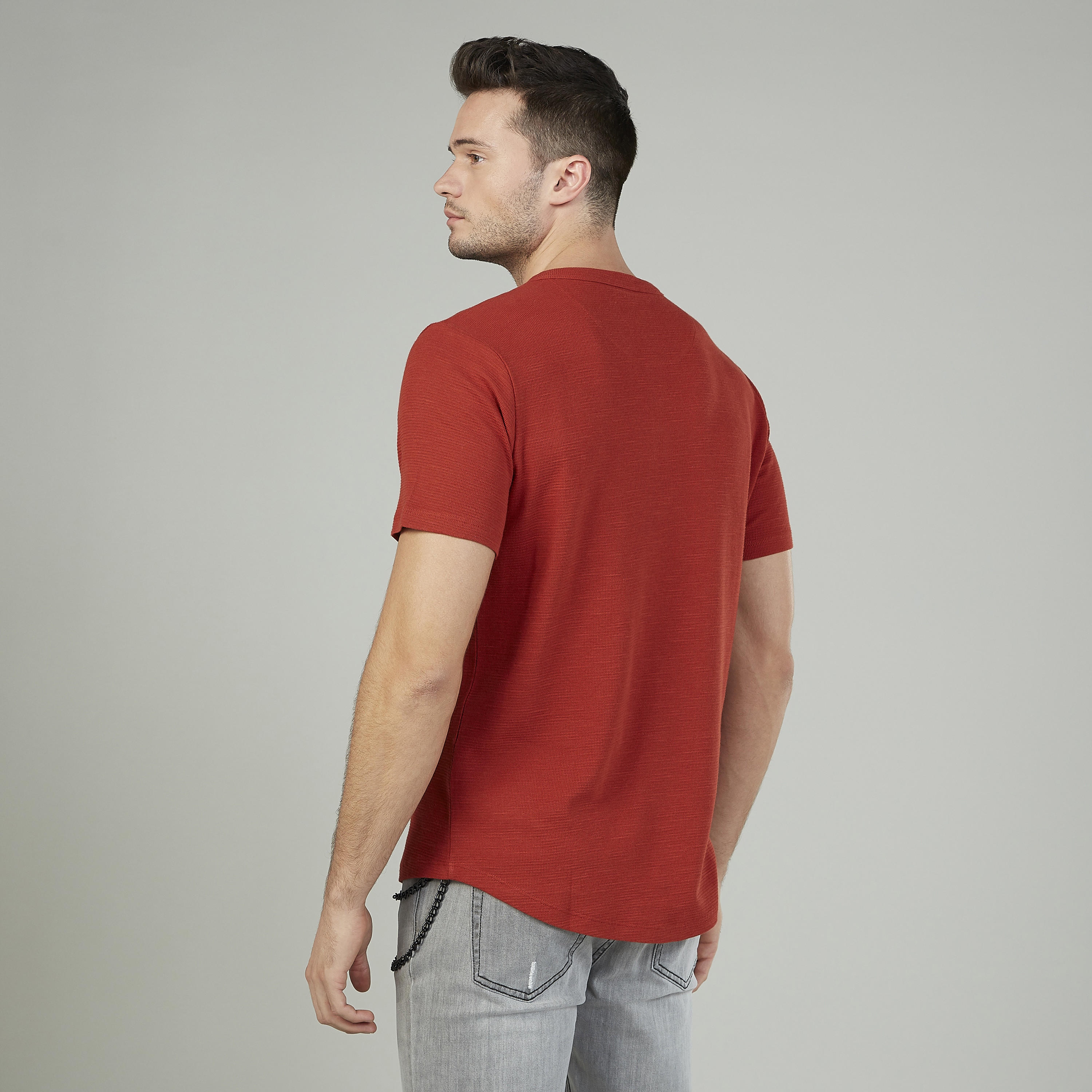 Slim Fit Textured T-shirt with Henley Neck and Short Sleeves-men-clothing-tshirtsandpolos-tshirts-image-9