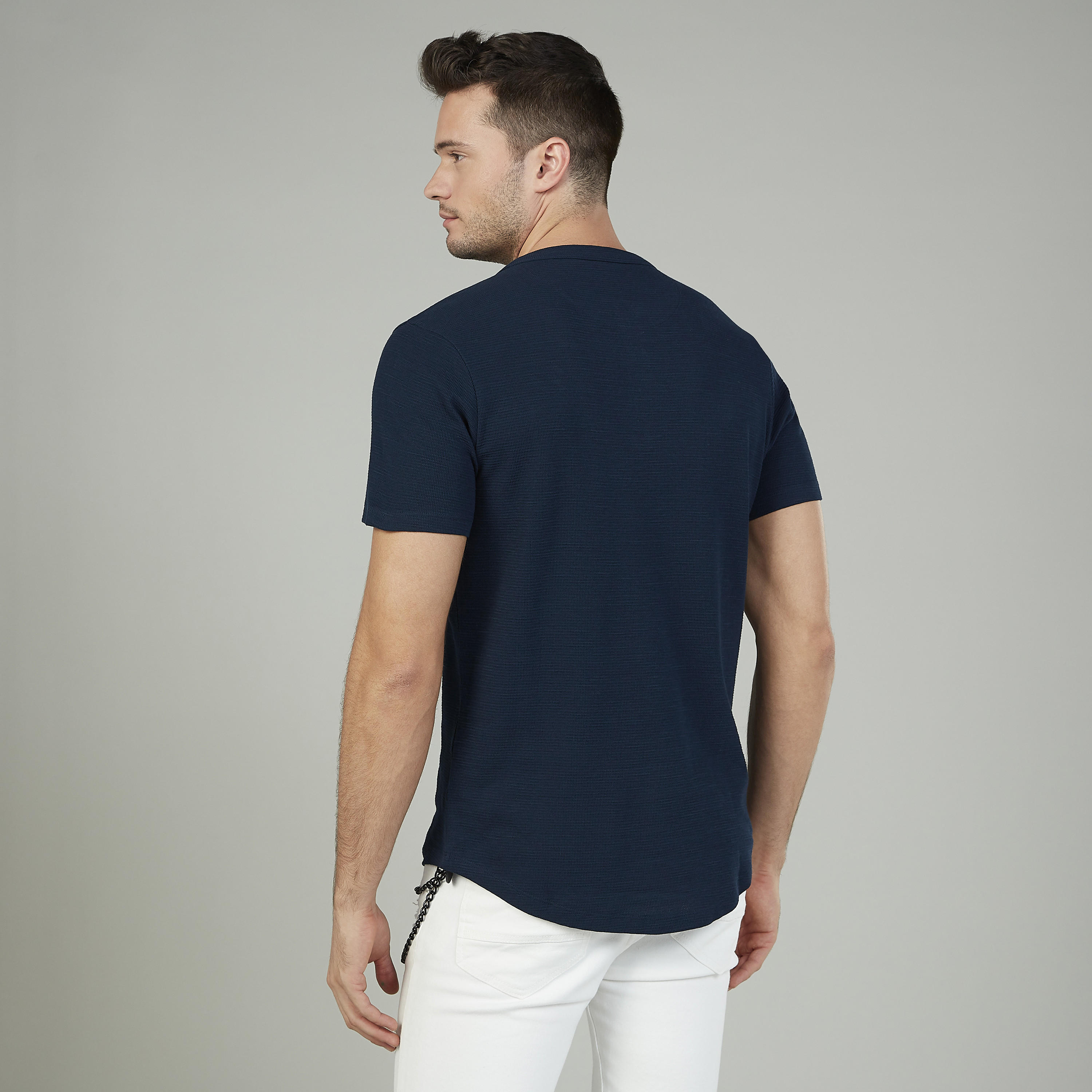 Slim Fit Textured T-shirt with Henley Neck and Short Sleeves-men-clothing-tshirtsandpolos-tshirts-image-14