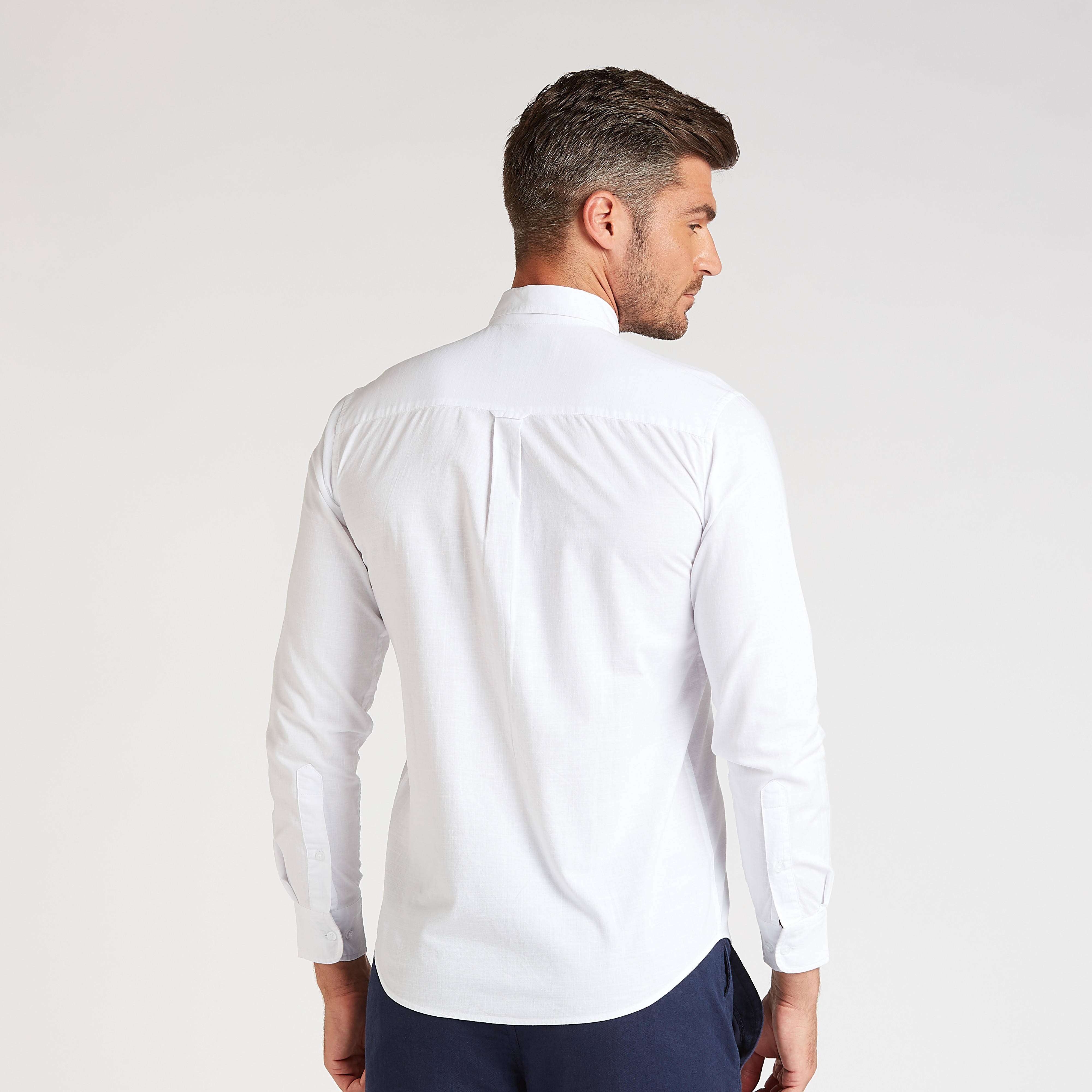 قميص سادة سليم بأكمام طويلة وجيب على الصدر-men-clothing-shirts-image-4