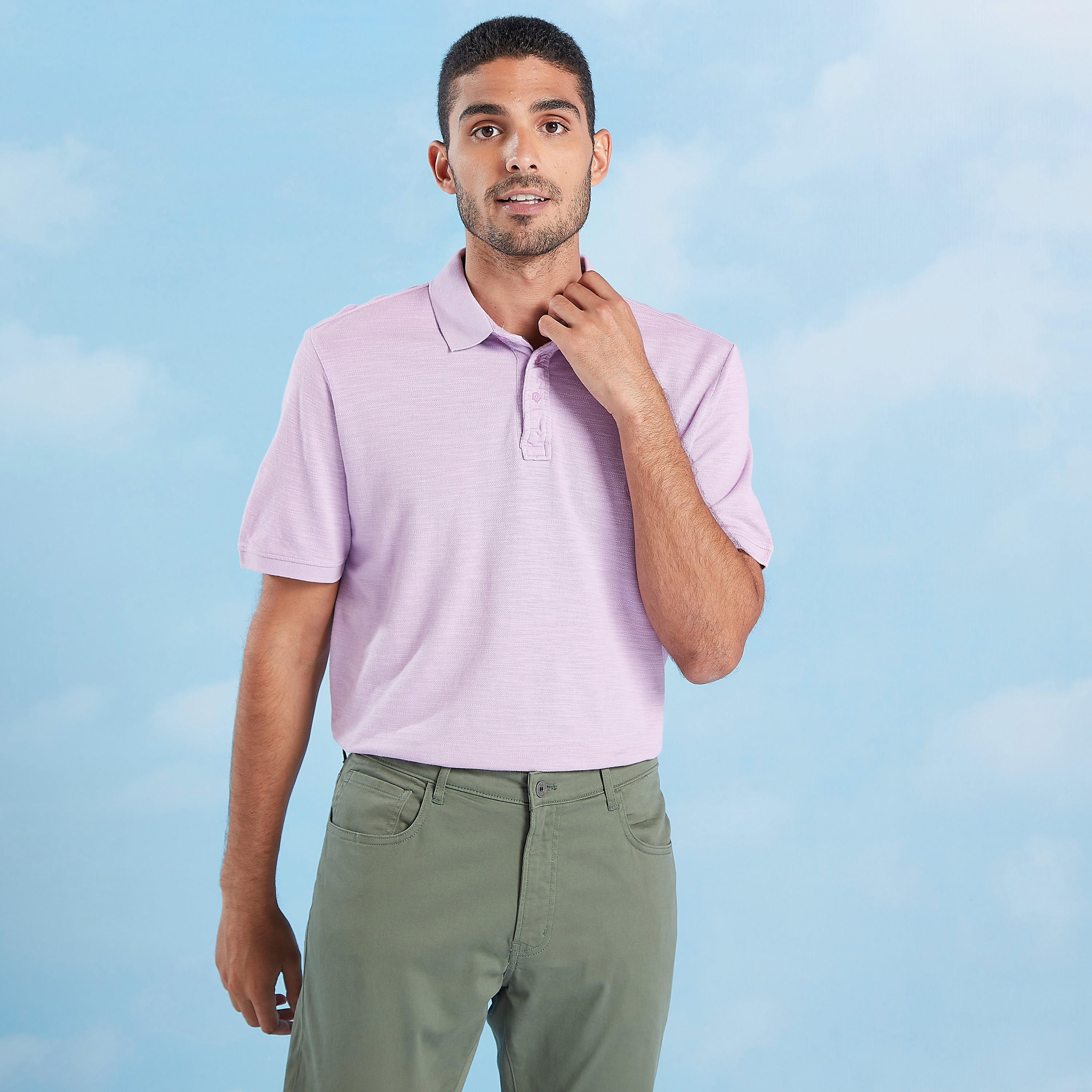 تيشيرت بولو سليم فيت سادة بأكمام قصيرة-men-clothing-tshirtsandpolos-polos-image-2