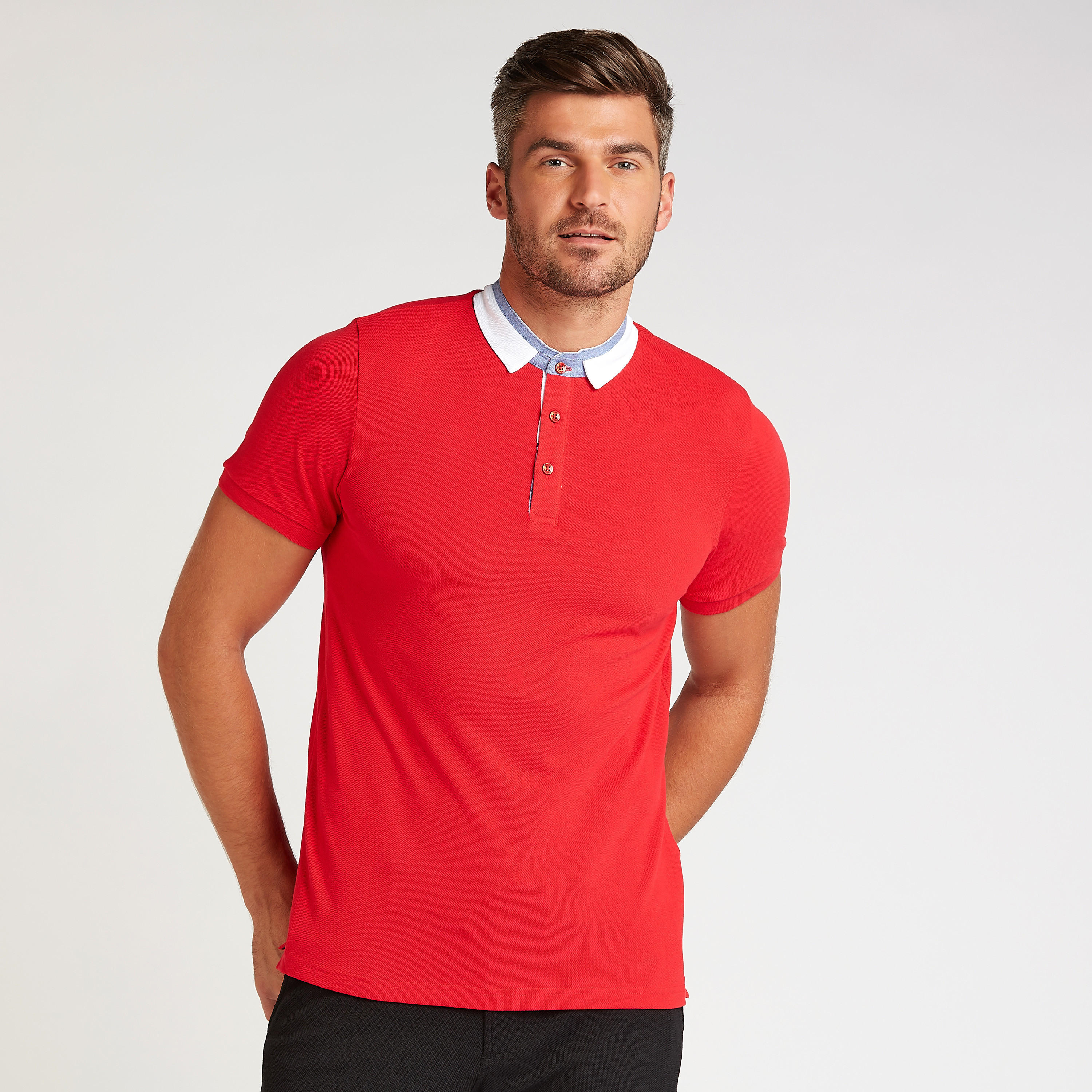 Slim Fit Textured Polo T-shirt with Short Sleeves-men-clothing-tshirtsandpolos-polos-image-1