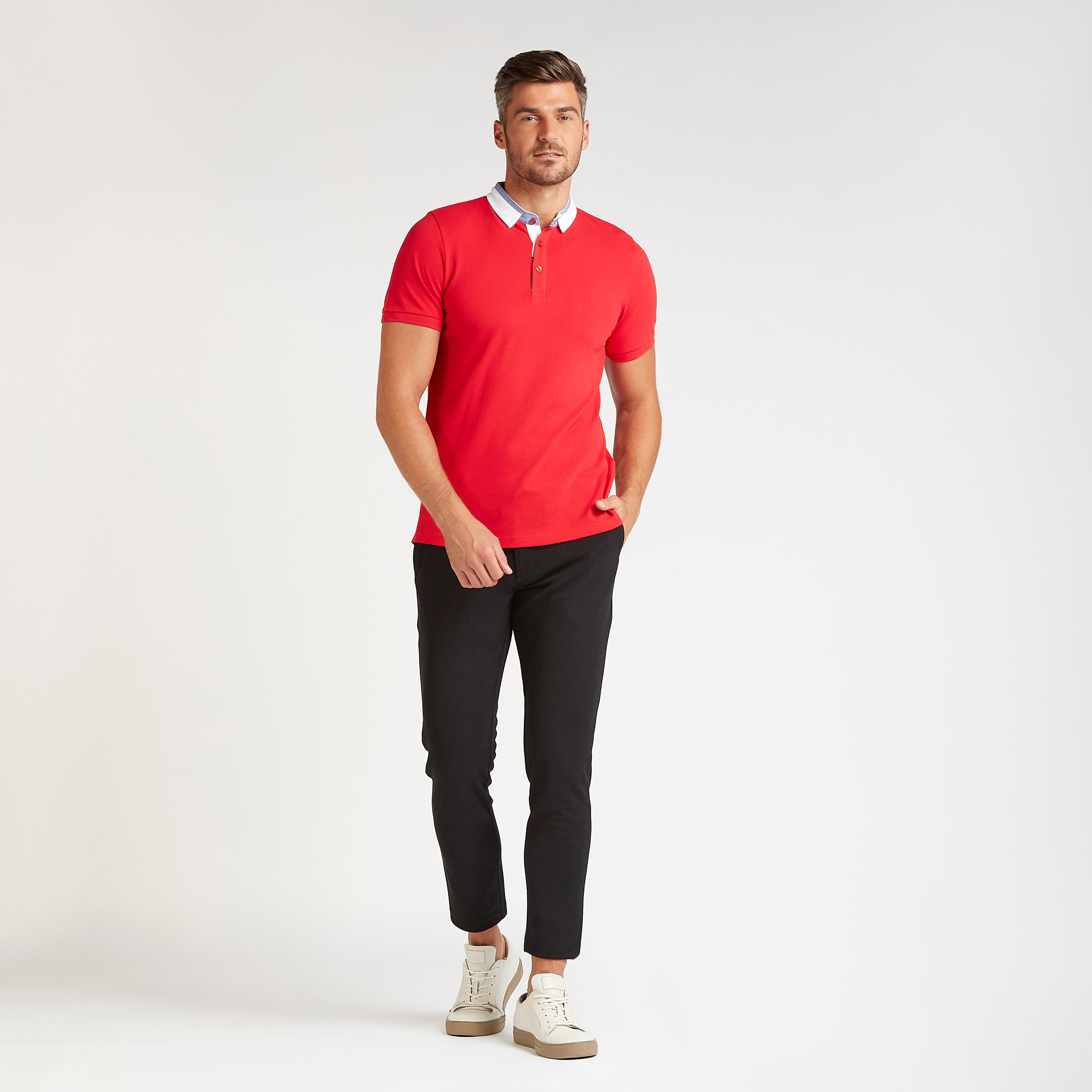 Slim Fit Textured Polo T-shirt with Short Sleeves-men-clothing-tshirtsandpolos-polos-image-2