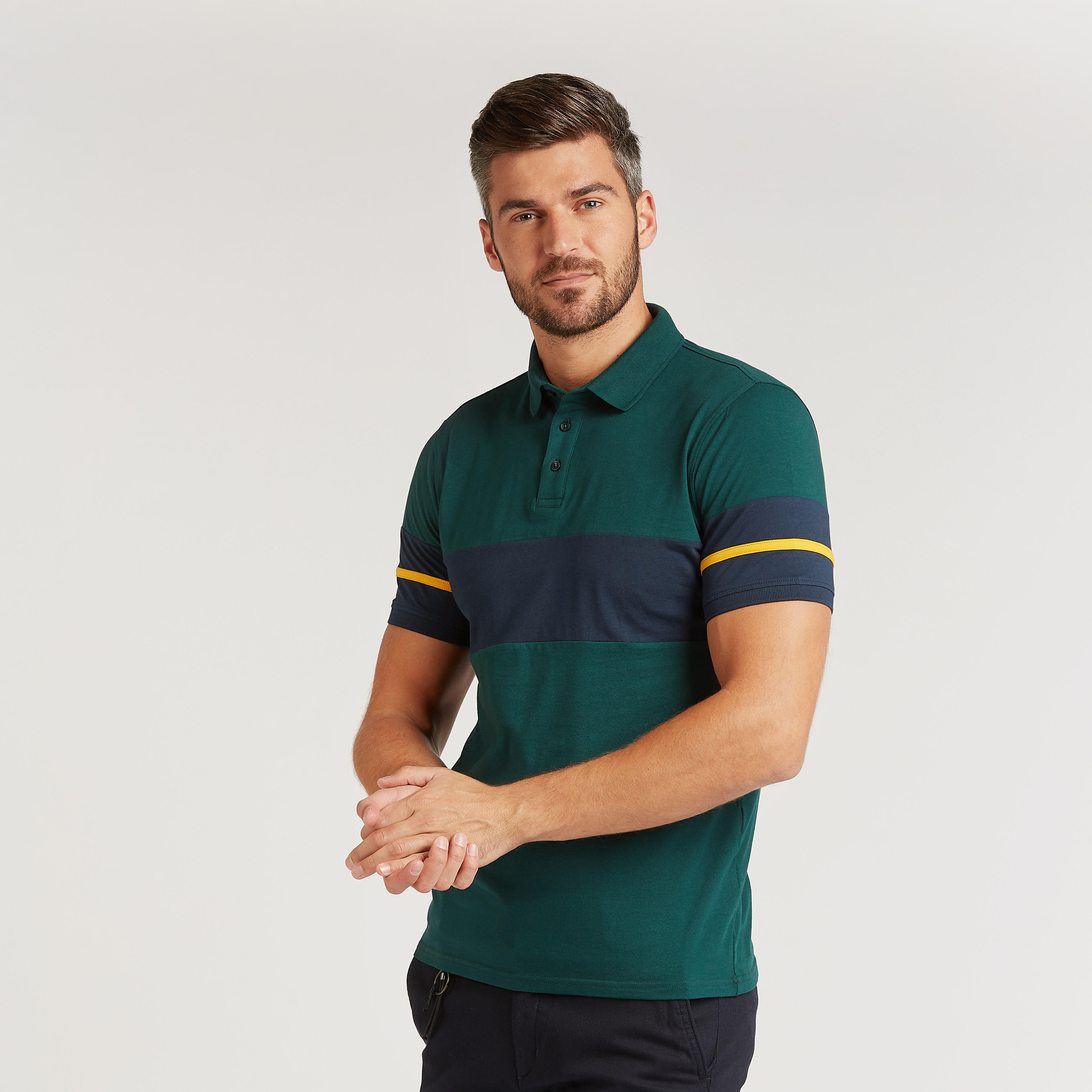 تيشيرت بولو سليم بتصاميم مغايرة وأكمام قصيرة-men-clothing-tshirtsandpolos-polos-image-1