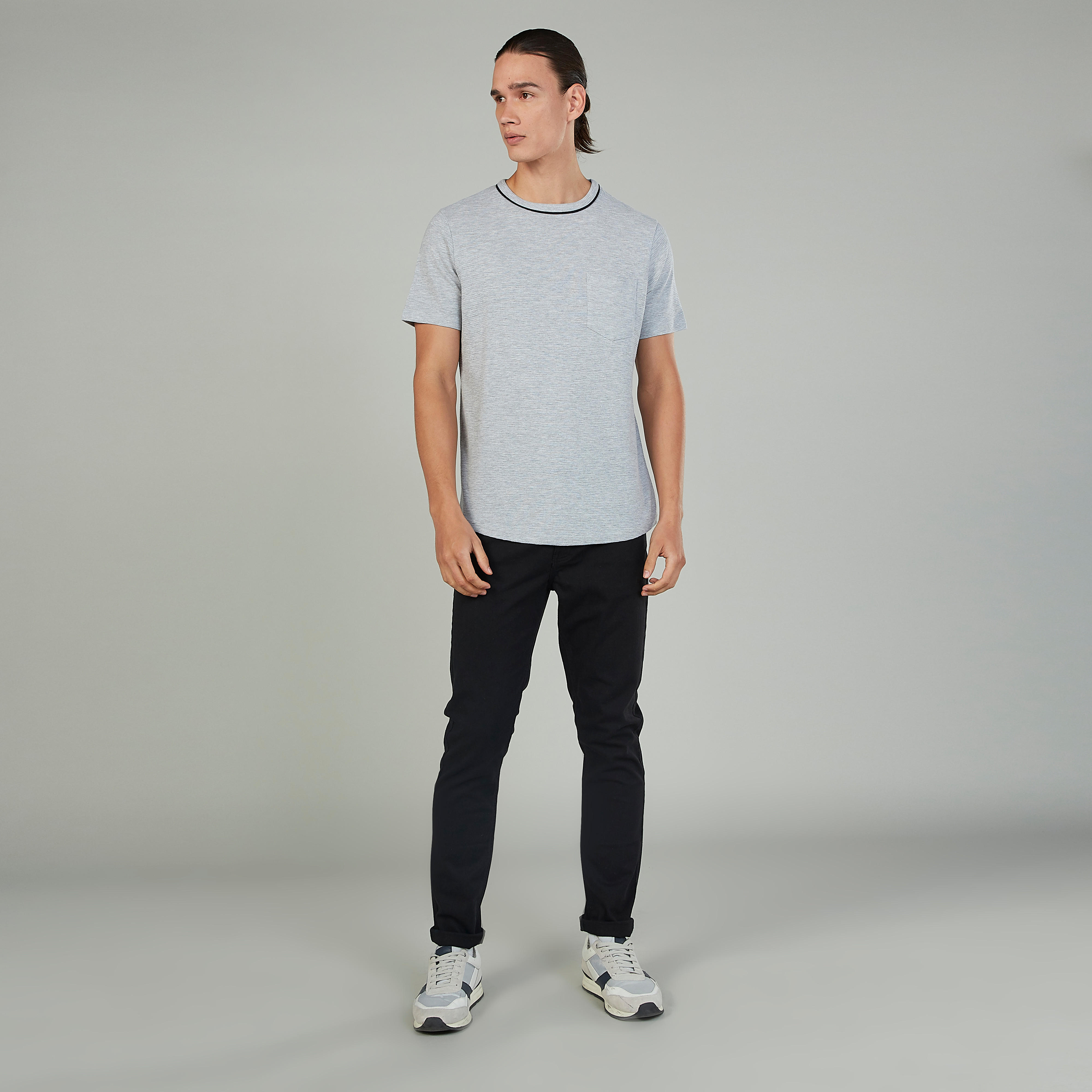 Textured T-shirt with Round Neck and Short Sleeves-men-clothing-tshirtsandpolos-tshirts-image-2