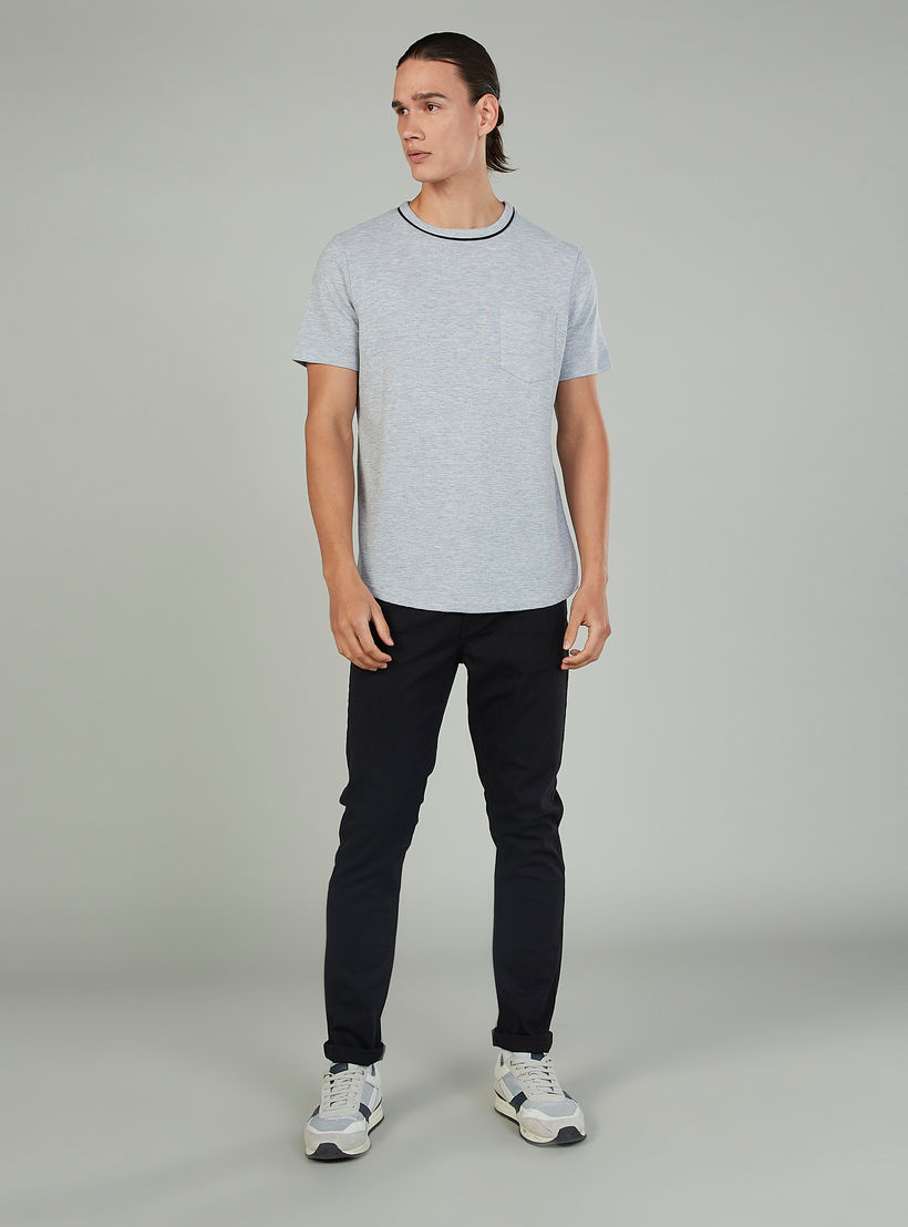 Textured T-shirt with Round Neck and Short Sleeves-men-clothing-tshirtsandpolos-tshirts-image-2