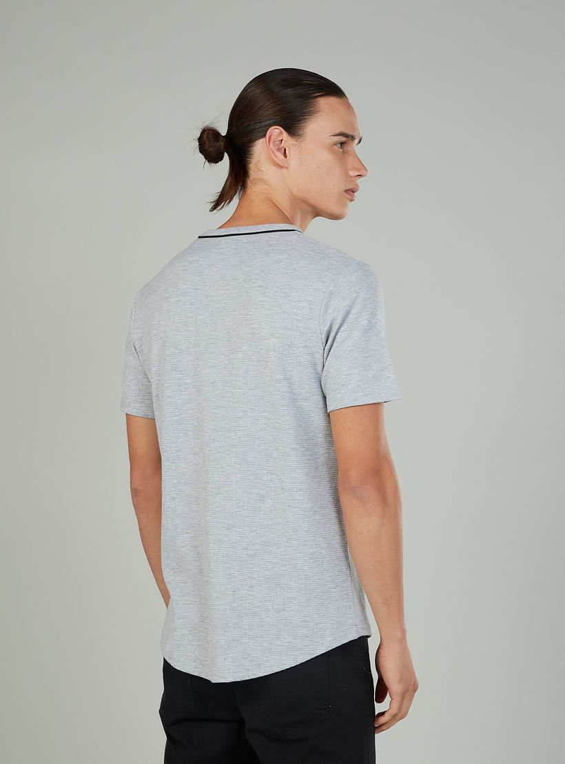 Textured T-shirt with Round Neck and Short Sleeves-men-clothing-tshirtsandpolos-tshirts-image-4