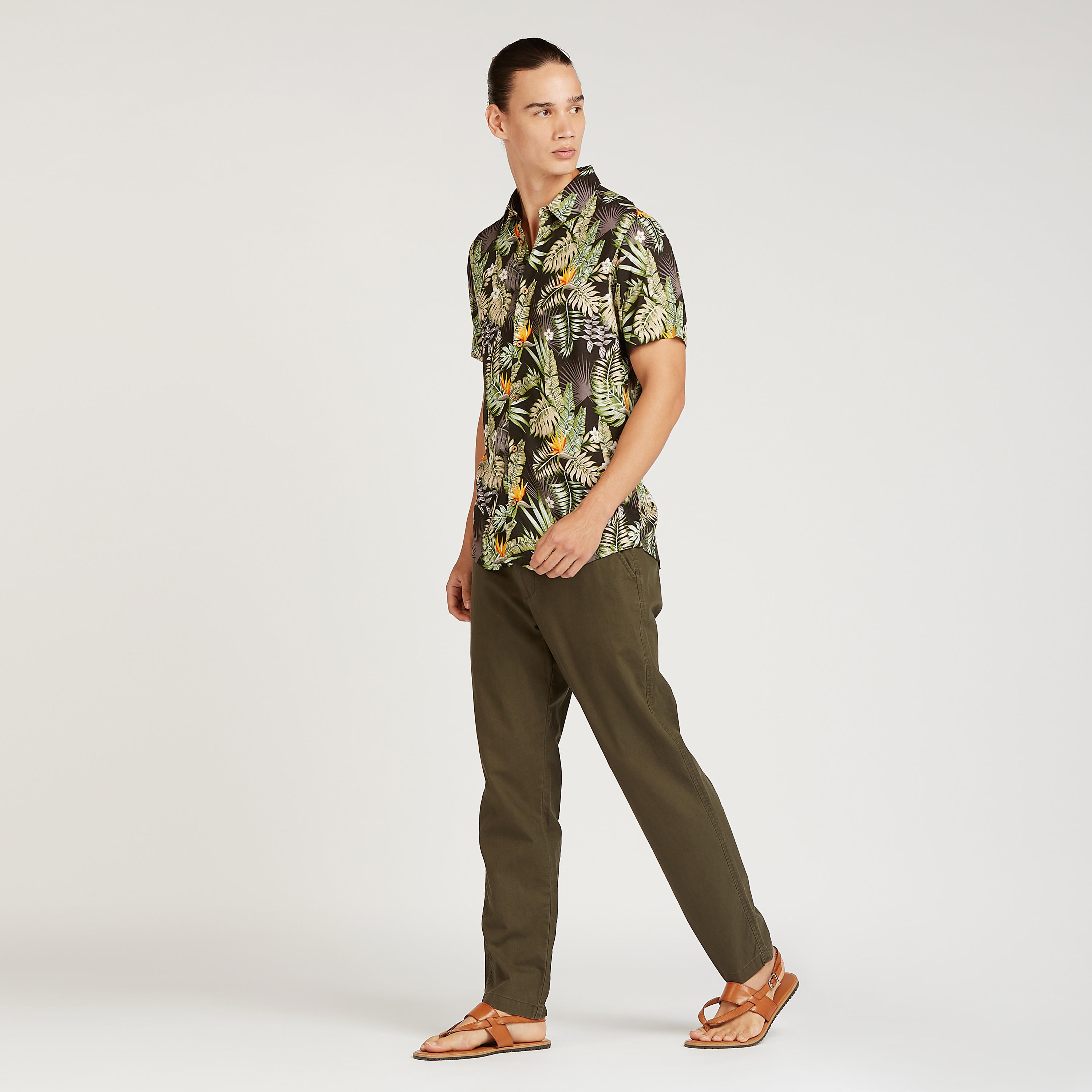 Printed Shirt with Short Sleeves and Spread Collar-men-clothing-shirts-image-2