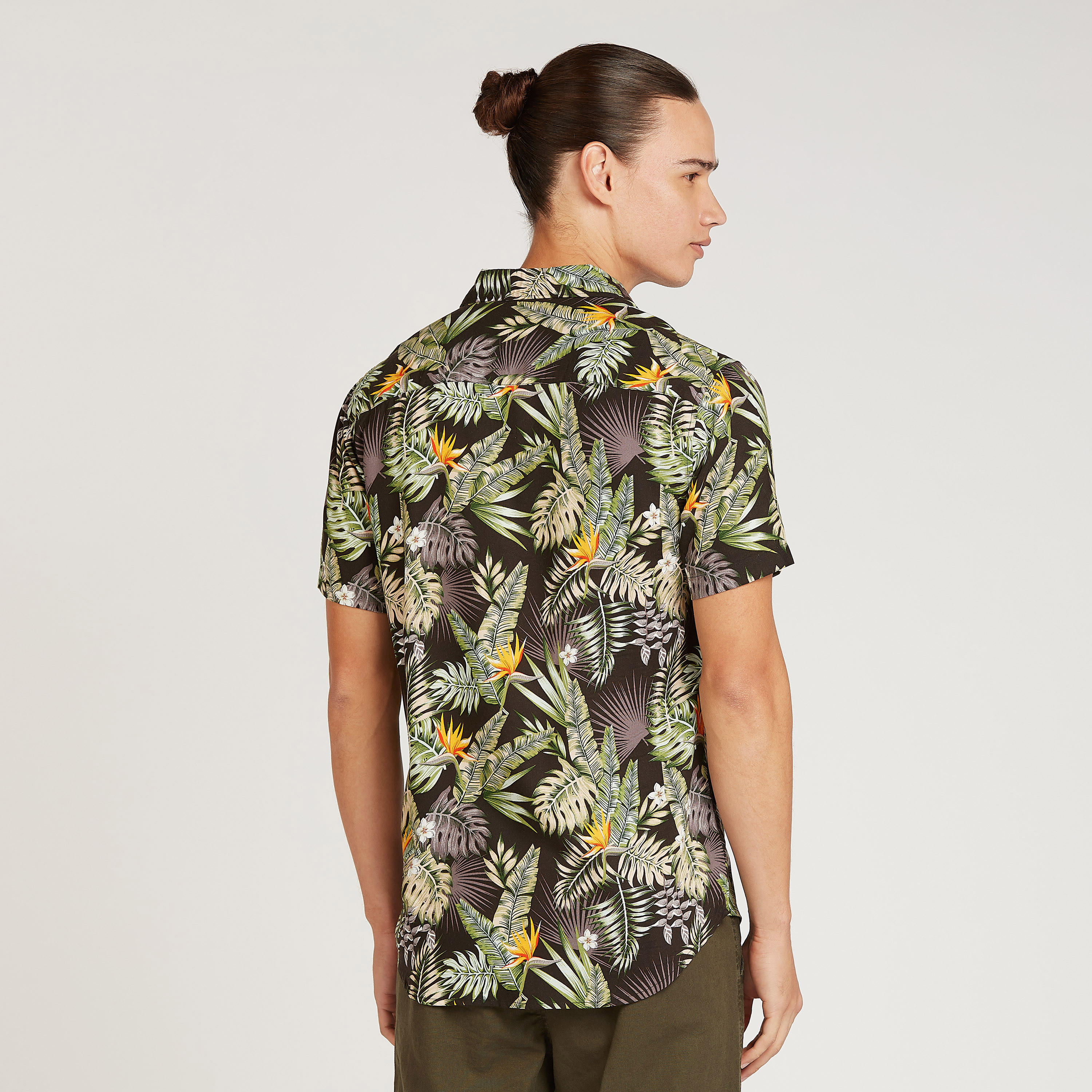 Printed Shirt with Short Sleeves and Spread Collar-men-clothing-shirts-image-4