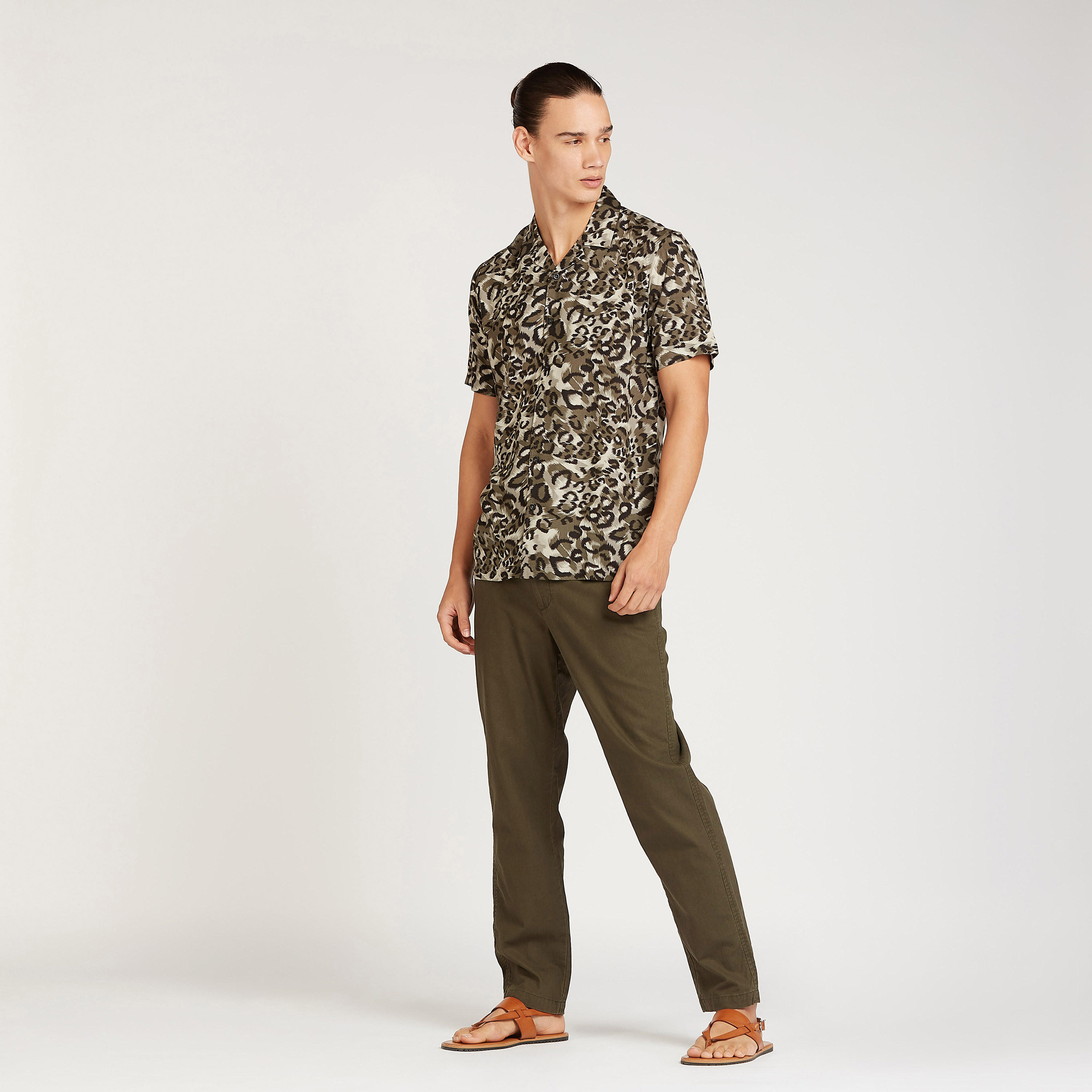 Printed Shirt with Short Sleeves and Spread Collar-men-clothing-shirts-image-2