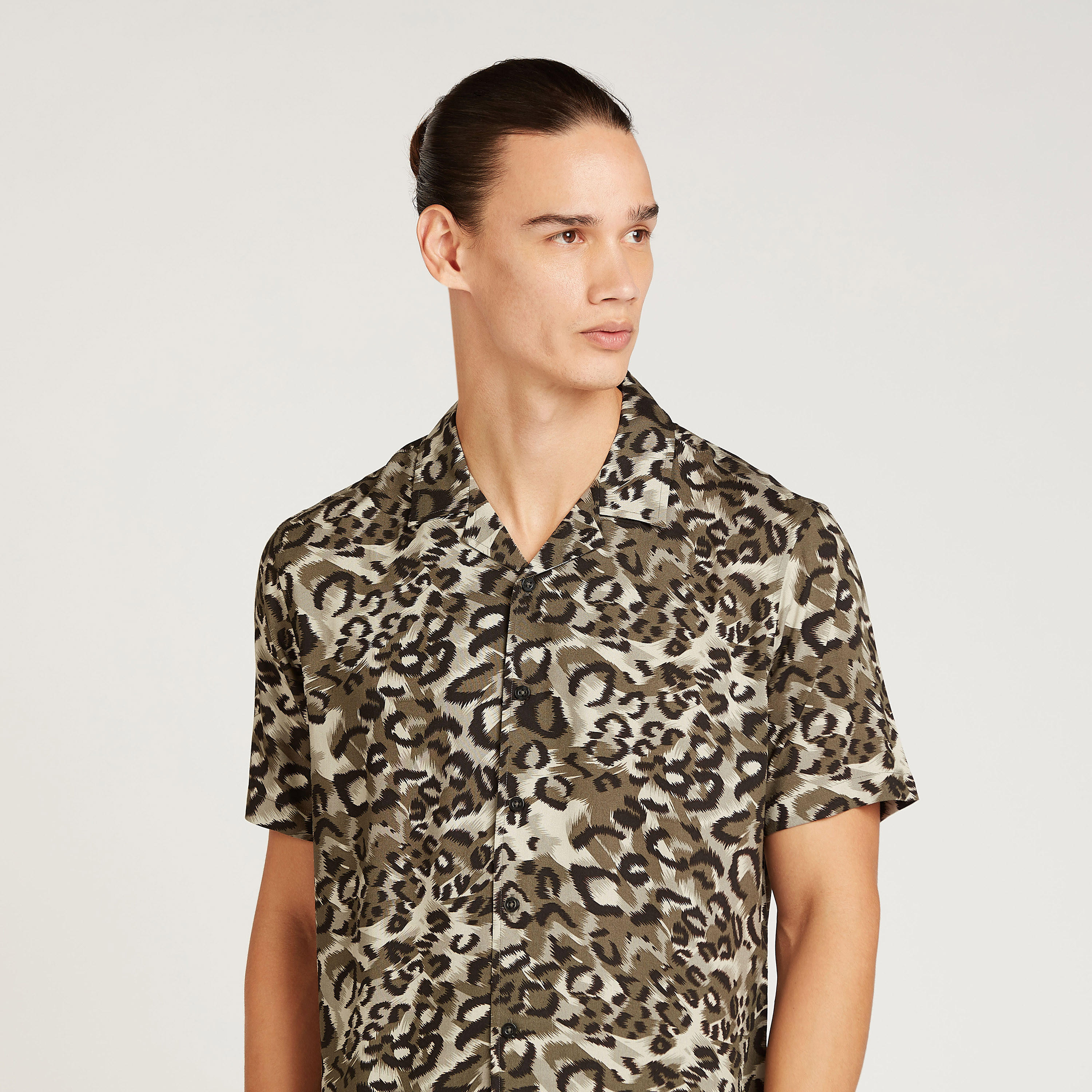Printed Shirt with Short Sleeves and Spread Collar-men-clothing-shirts-image-3