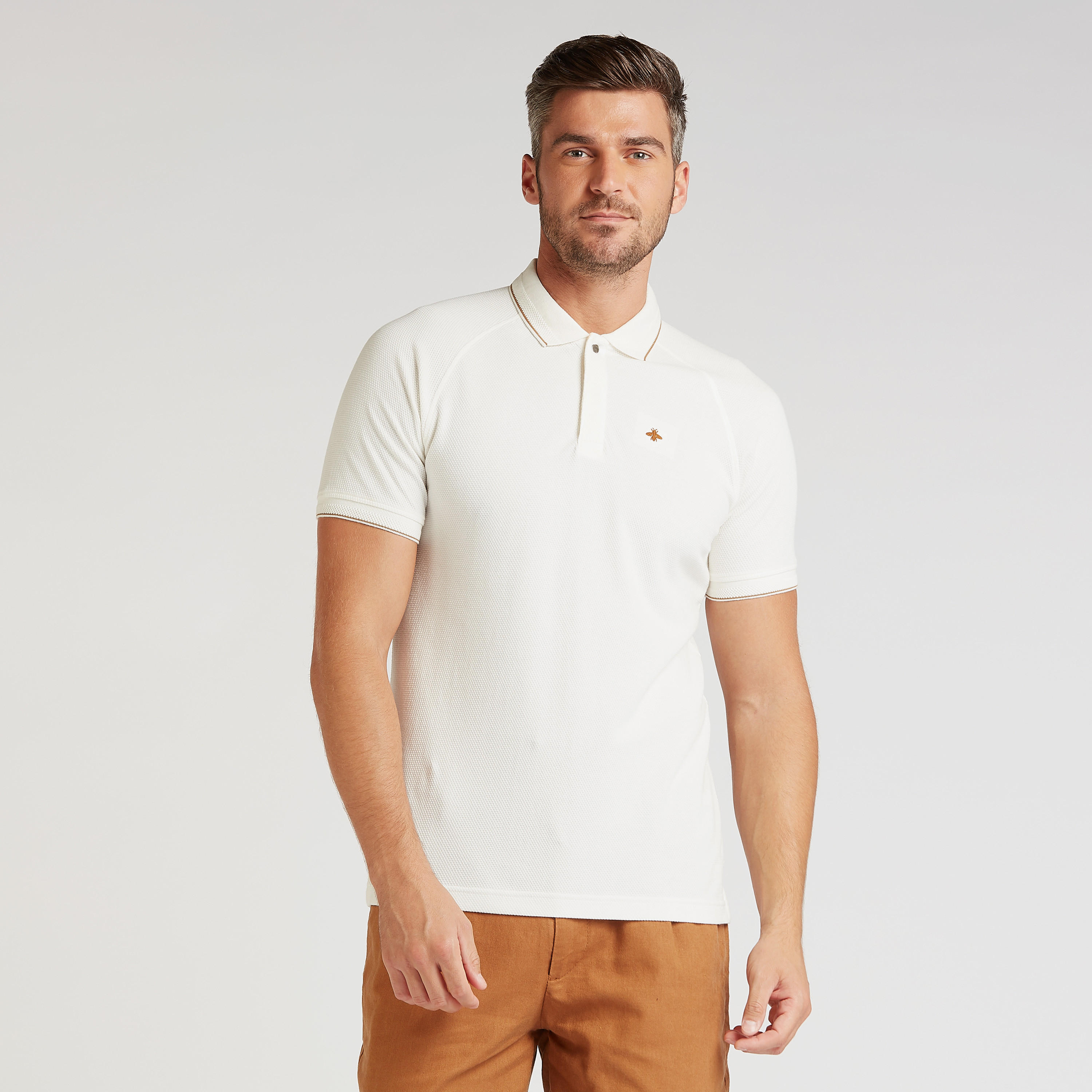 تيشيرت بولو بارز الملمس وأكمام مغايرة-men-clothing-tshirtsandpolos-polos-image-1