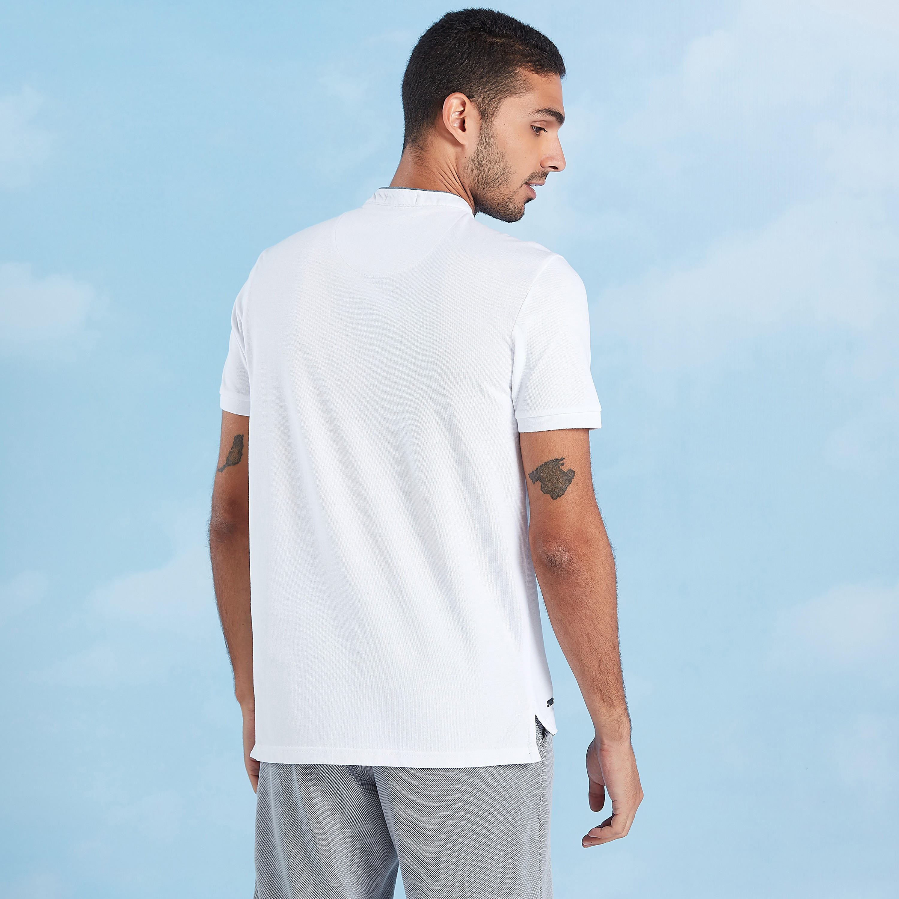 Slim Fit Textured T-shirt with Henley Neck and Short Sleeves-men-clothing-tshirtsandpolos-tshirts-image-4