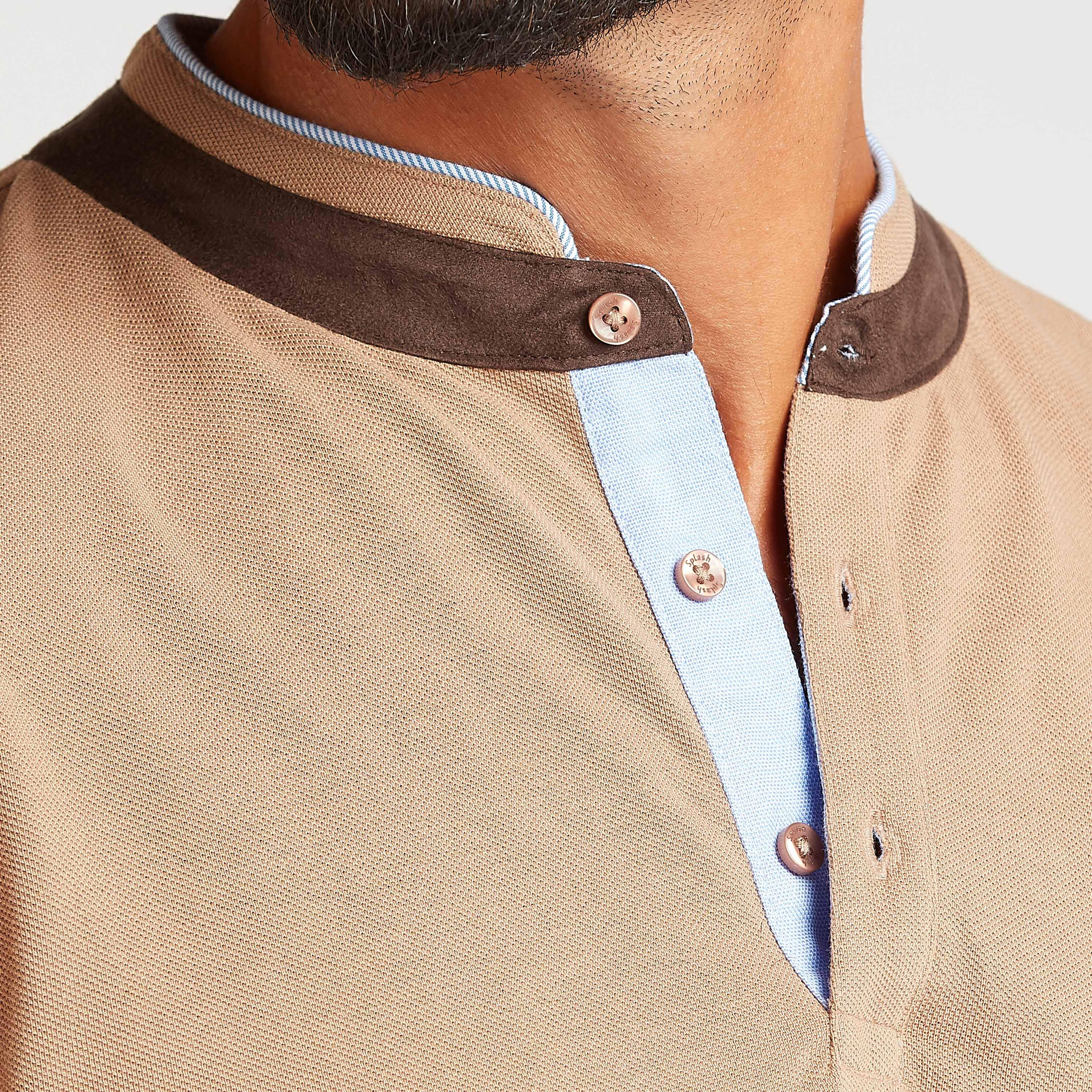 تيشيرت مستدام بارز الملمس بأكمام قصيرة وياقة ماندارين-men-clothing-tshirtsandpolos-tshirts-image-8