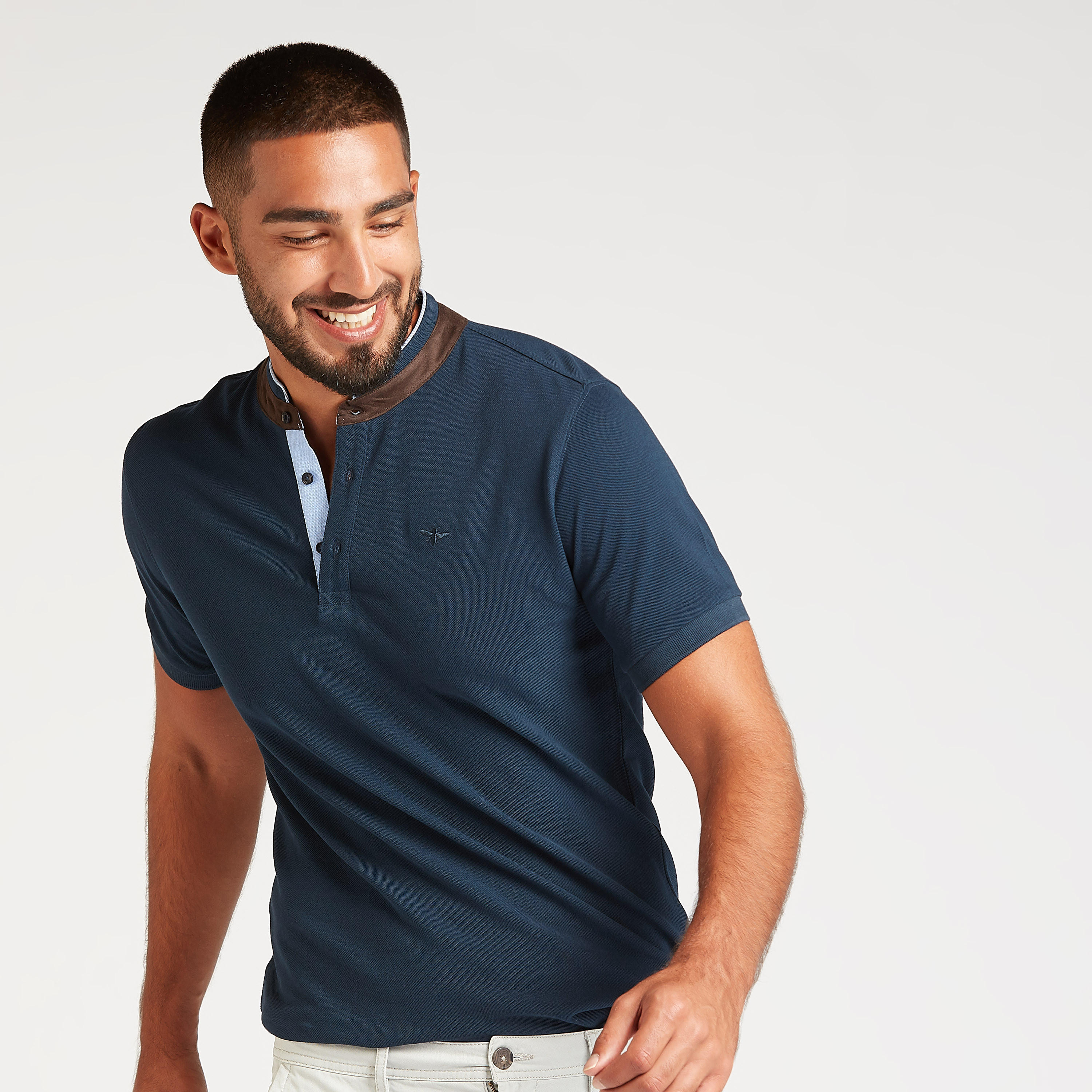 تيشيرت مستدام بارز الملمس بأكمام قصيرة وياقة ماندارين-men-clothing-tshirtsandpolos-tshirts-image-11