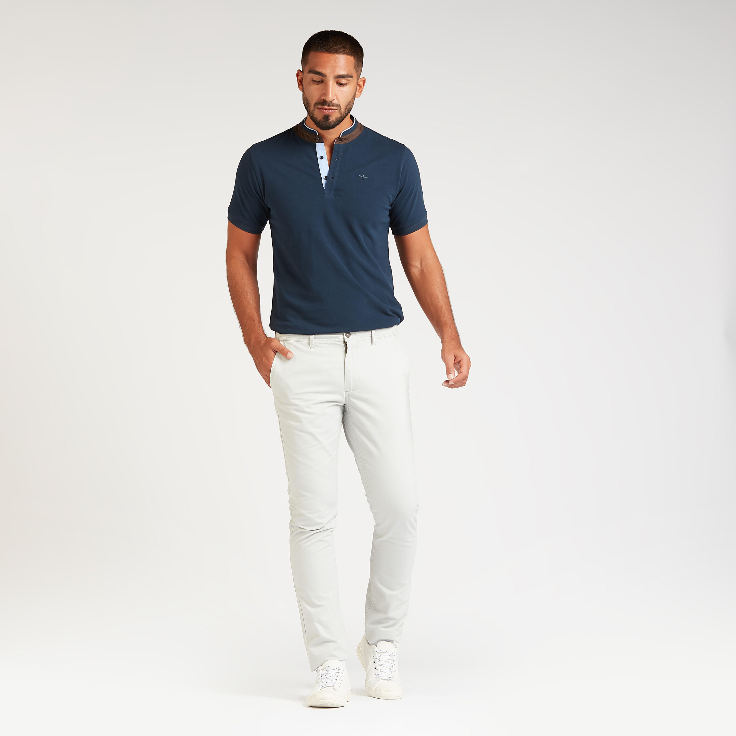 تيشيرت مستدام بارز الملمس بأكمام قصيرة وياقة ماندارين-men-clothing-tshirtsandpolos-tshirts-image-12
