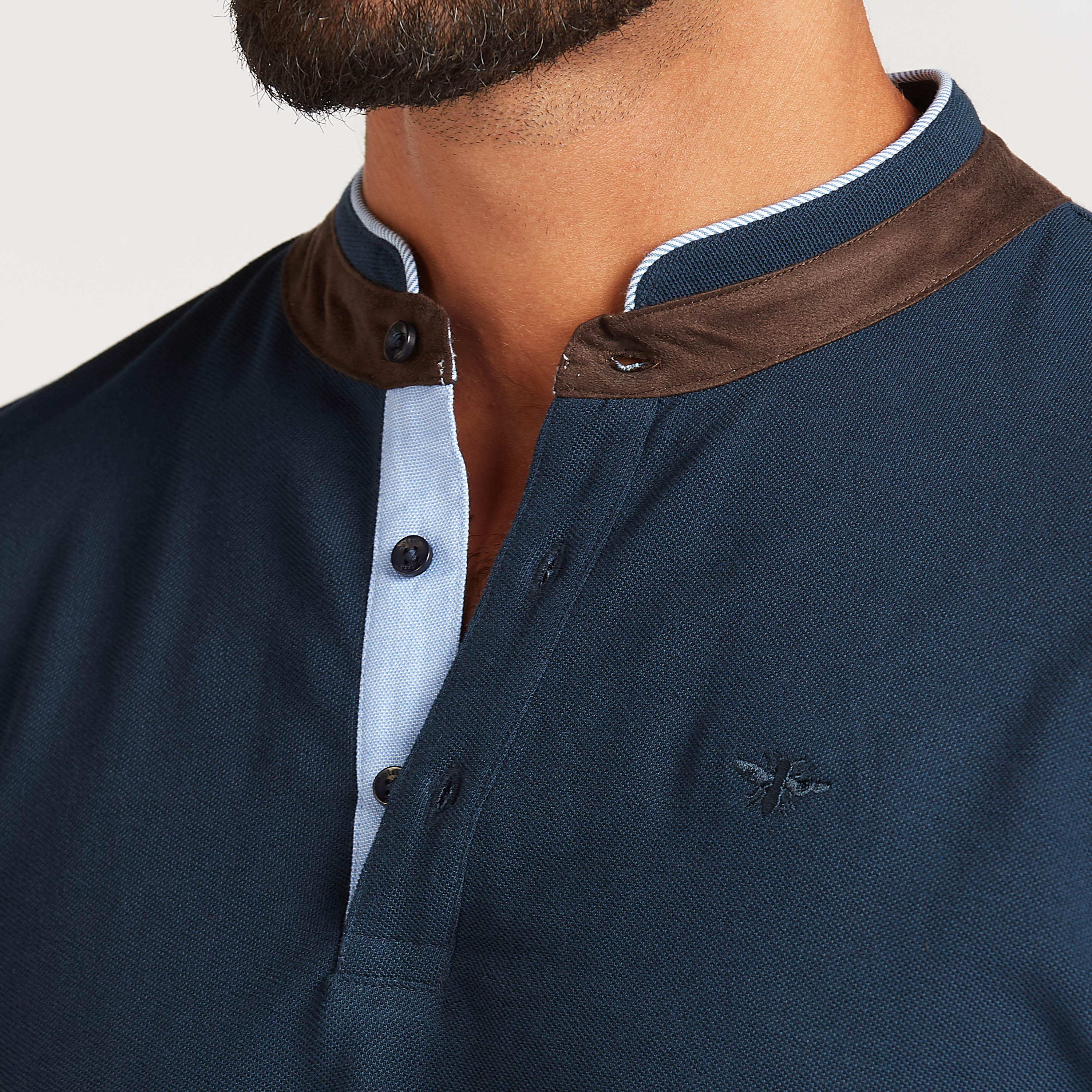 تيشيرت مستدام بارز الملمس بأكمام قصيرة وياقة ماندارين-men-clothing-tshirtsandpolos-tshirts-image-13