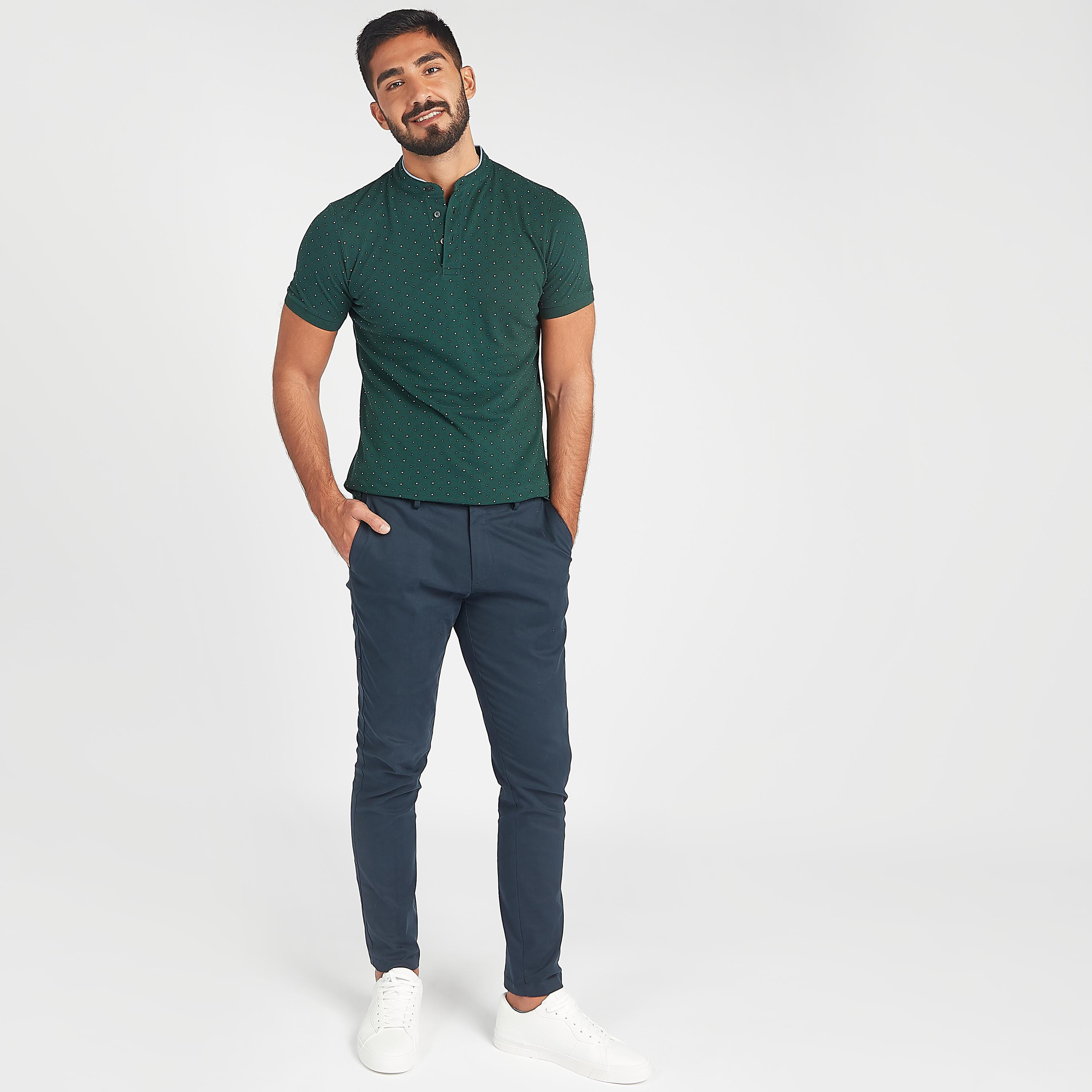 تيشيرت بياقة هينلي مع طبعات وأكمام قصيرة-men-clothing-tshirtsandpolos-tshirts-image-2