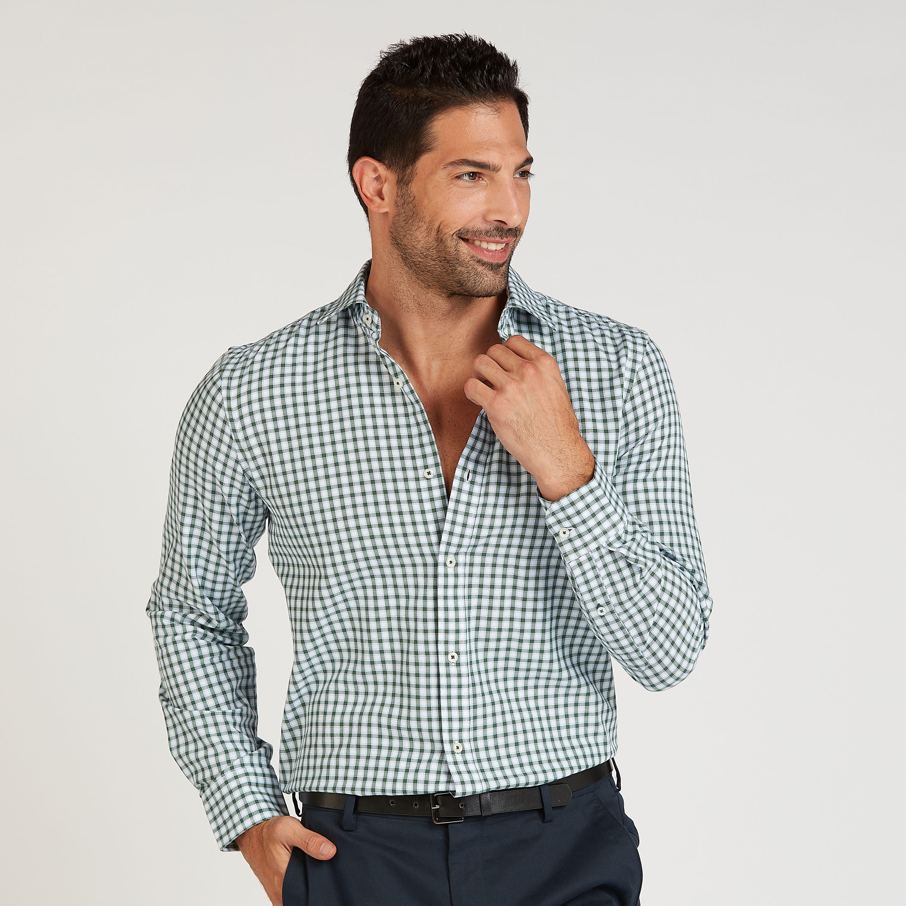 قميص مستدام كاروهات بياقة عادية وأكمام طويلة-men-clothing-shirts-image-1