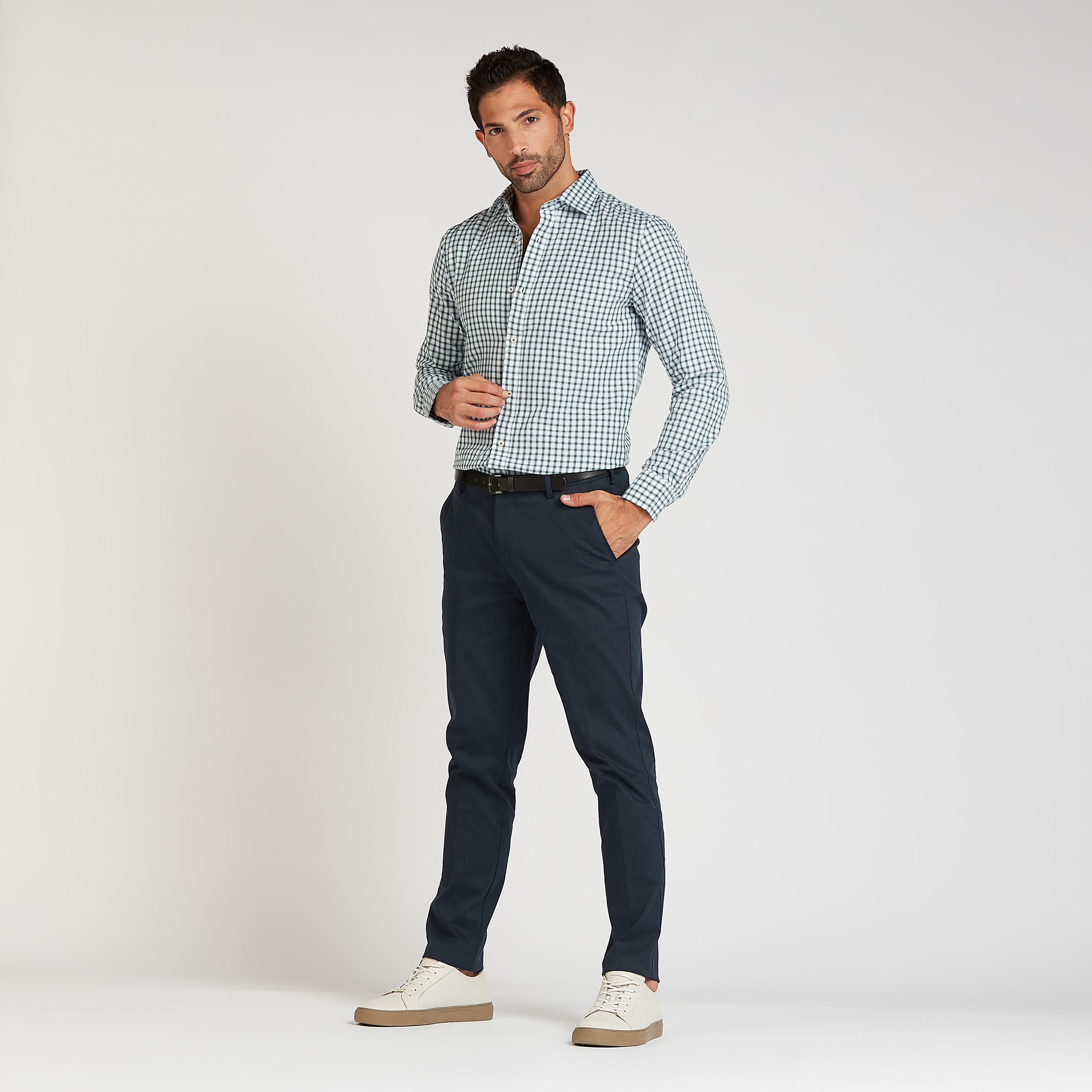 قميص مستدام كاروهات بياقة عادية وأكمام طويلة-men-clothing-shirts-image-2