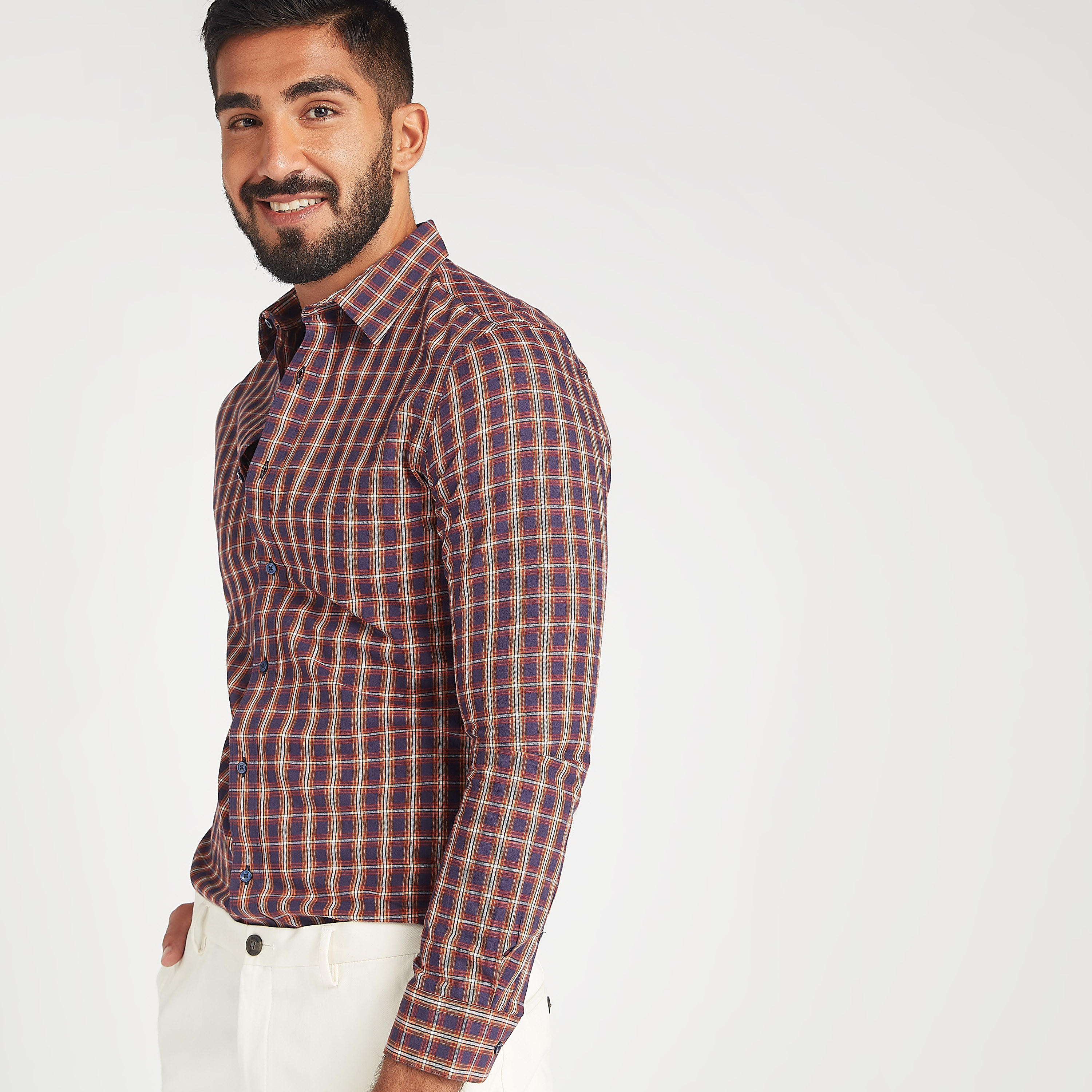 قميص مستدام كاروهات بياقة عادية وأكمام طويلة-men-clothing-shirts-image-1